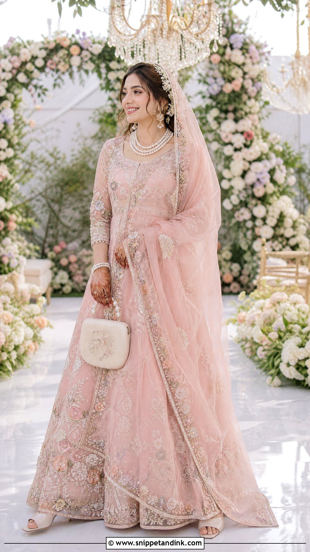 Pink Floral Lehenga Nikkah Outfit - Snippet and Ink - 20 Pink Nikkah Outfit Ideas