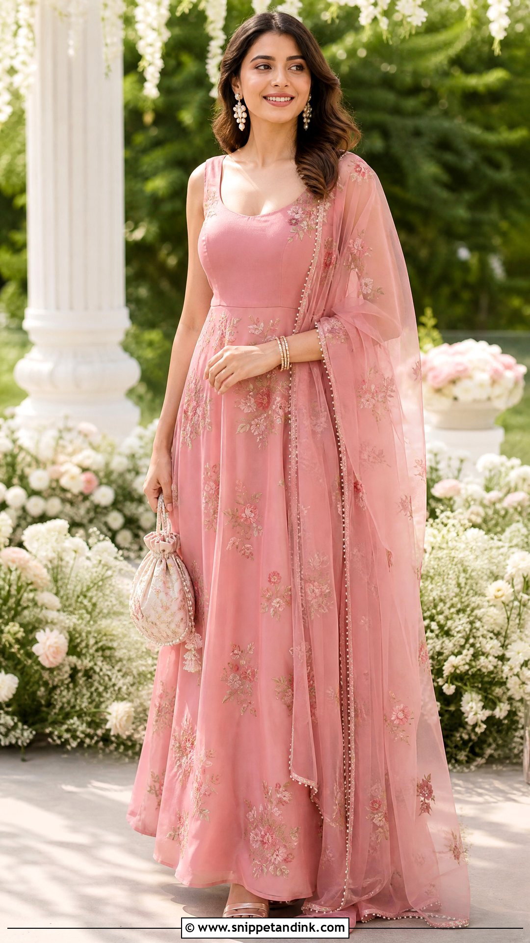 Pink Floral Traditional Gown - Snippet and Ink - 20 Traditional Gown Ideas