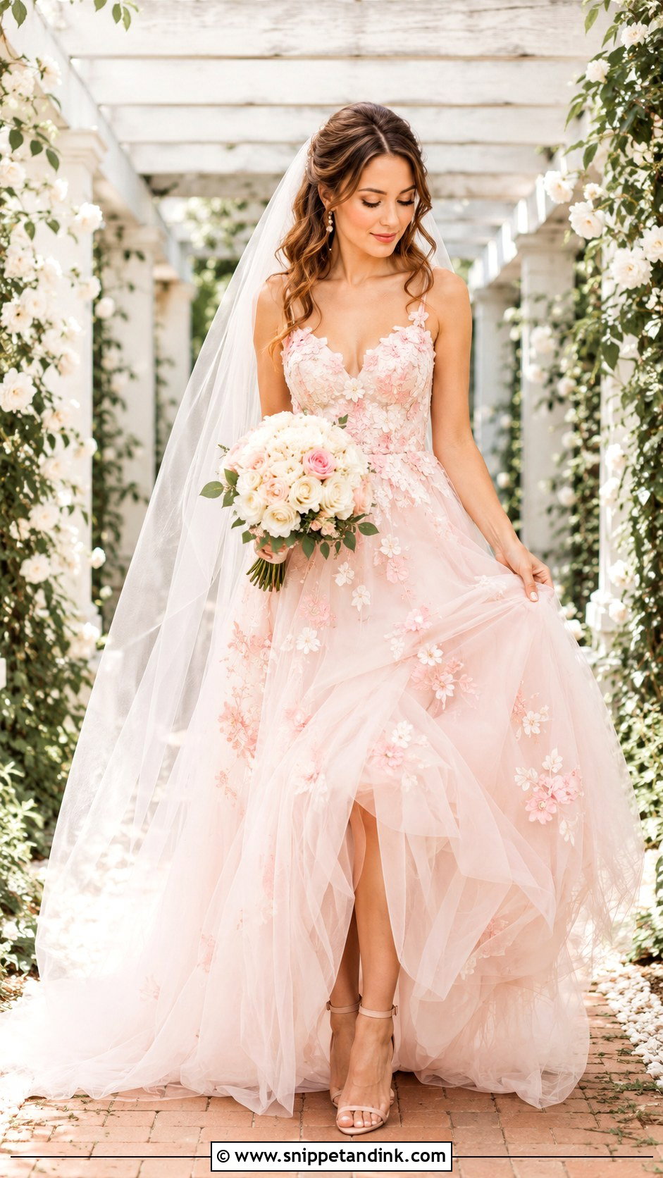 Pink Floral Wedding Dress - Snippet and Ink - 25 Pink Wedding Dresses