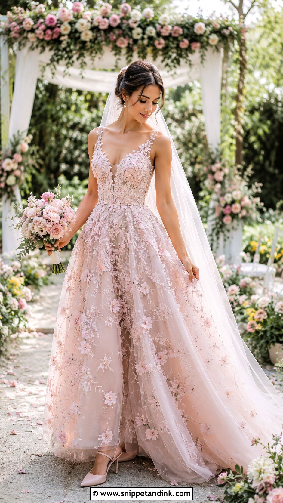 Pink Floral Wedding Dress - Snippet and Ink - 25 Pink Wedding Dress for Bride Ideas
