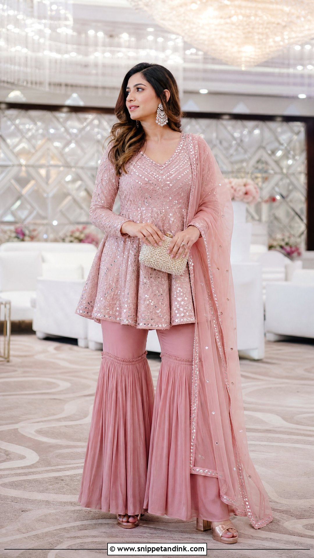 Pink Garara Suit With Peplum Kurti - Snippet and Ink - 20 Garara Suits Designs for Wedding