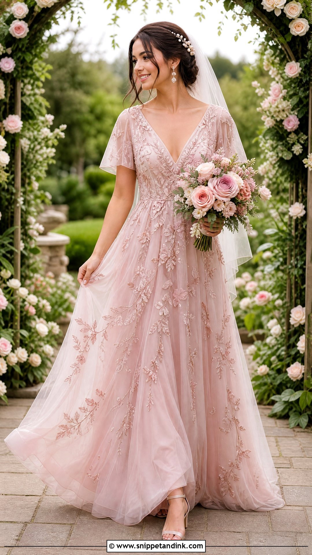 Pink Garden Bride Dress - Snippet and Ink - 25 Pink Bride Ideas