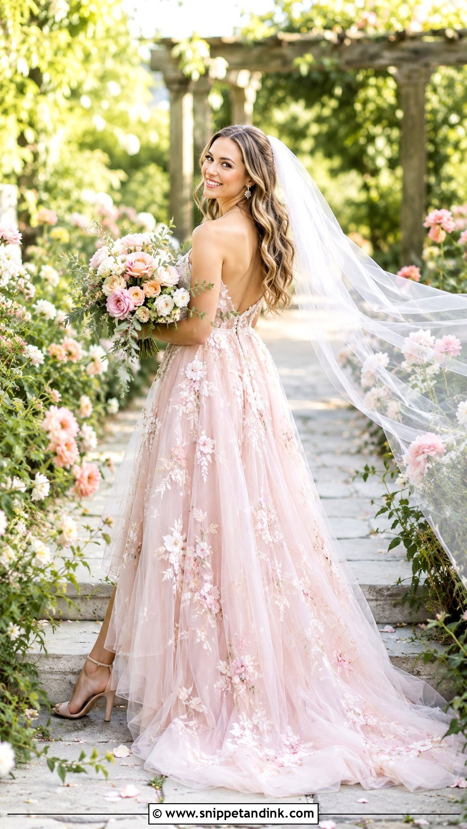 Pink Garden Wedding Dress - Snippet and Ink - 25 Pink Wedding Dresses