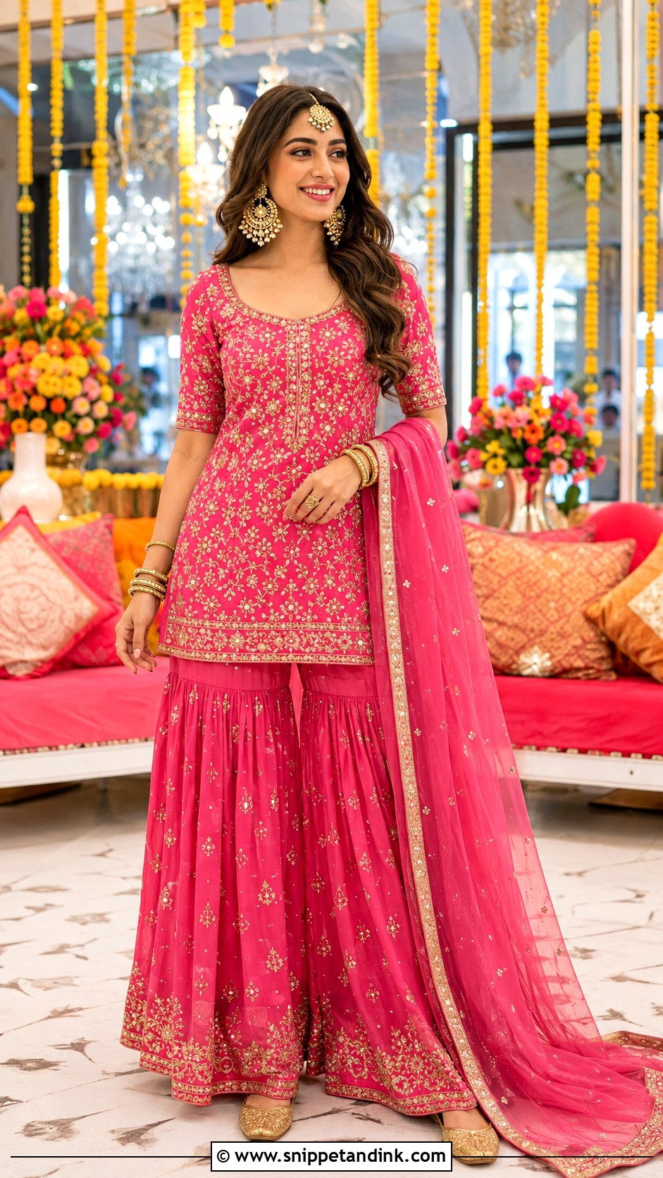 Pink Gharara For Bride Sister - Snippet and Ink - 25 Mehndi Dresses for Bride Sister