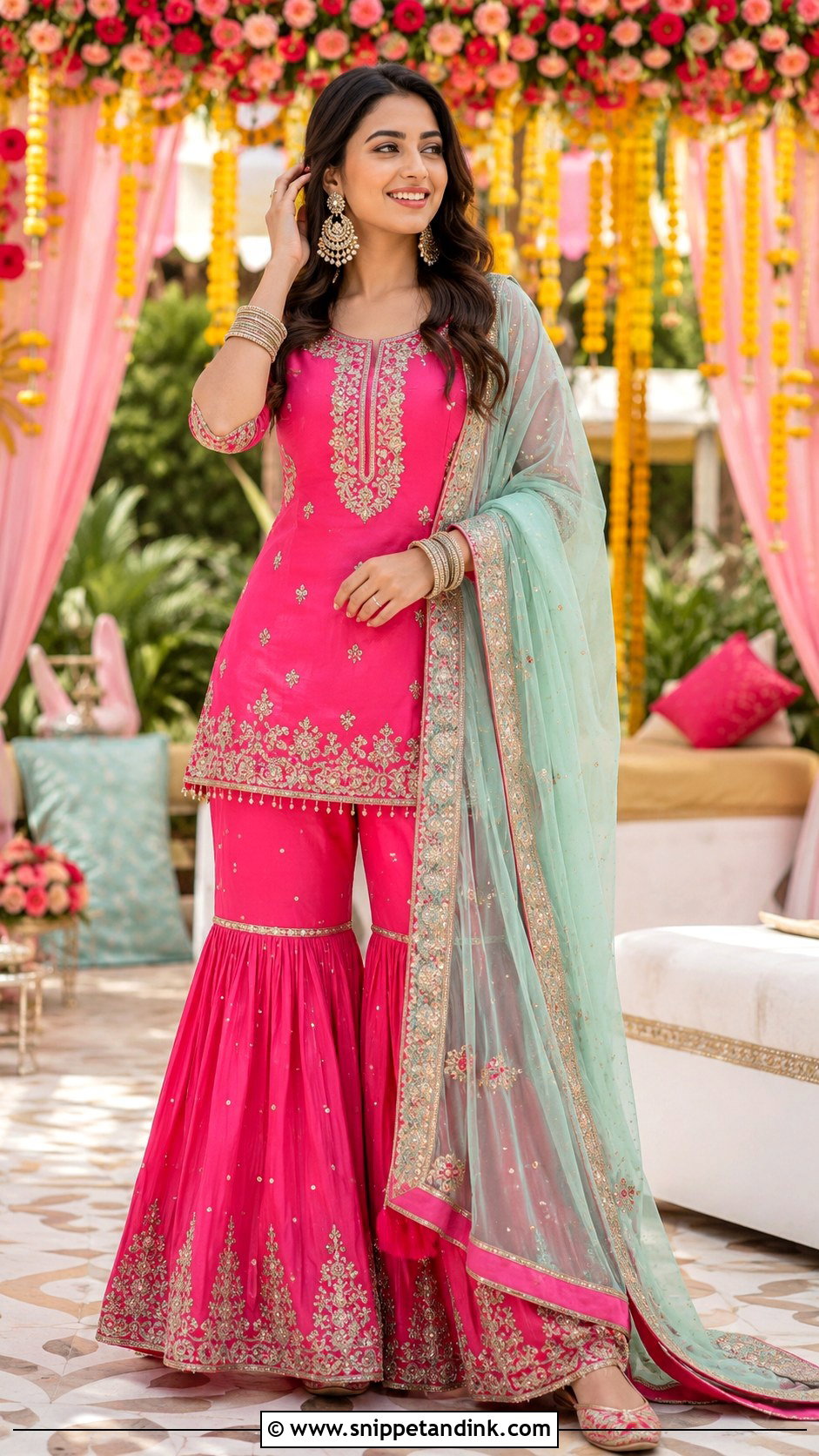 Pink Gharara For Mehendi Function - Snippet and Ink - 25 Dress for Mehendi Function Ideas
