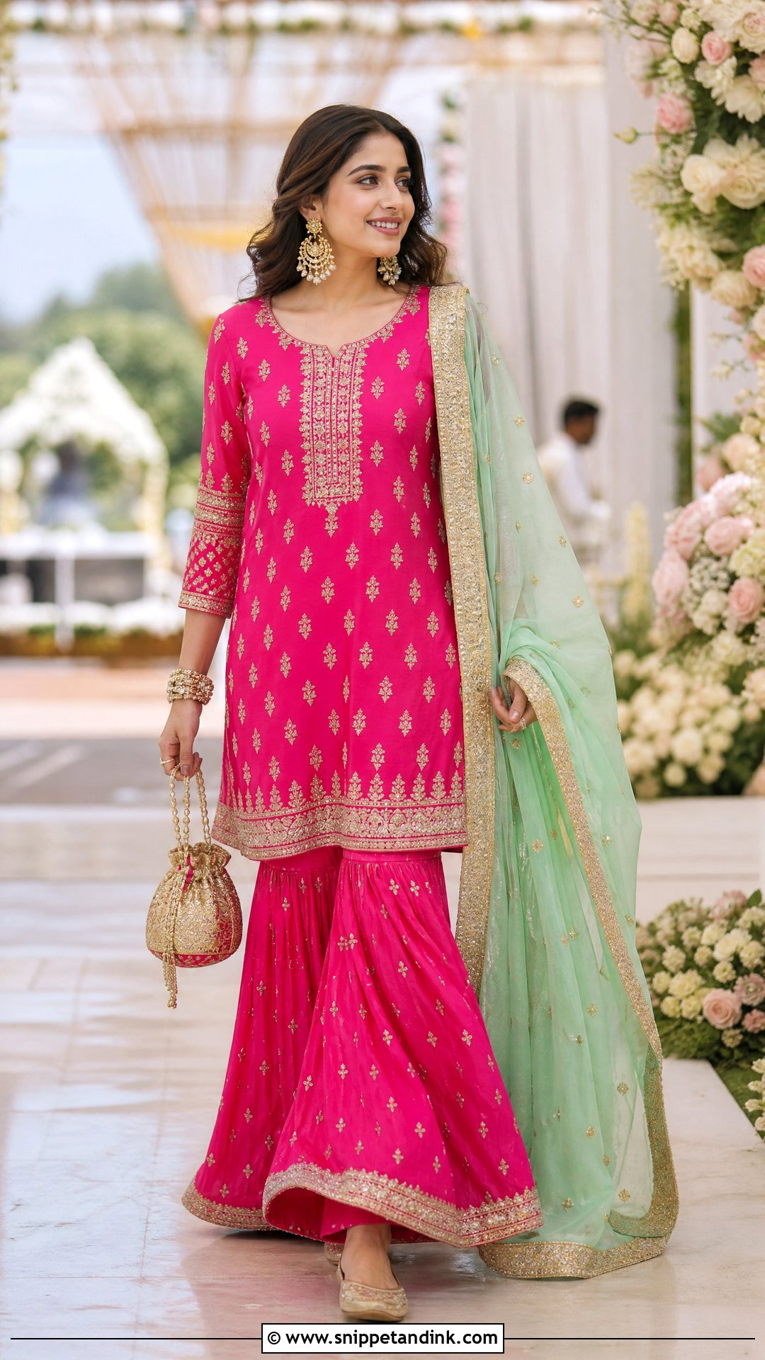 Pink Gharara Mehendi Outfit - Snippet and Ink - 25 Mehendi Night Outfit Ideas