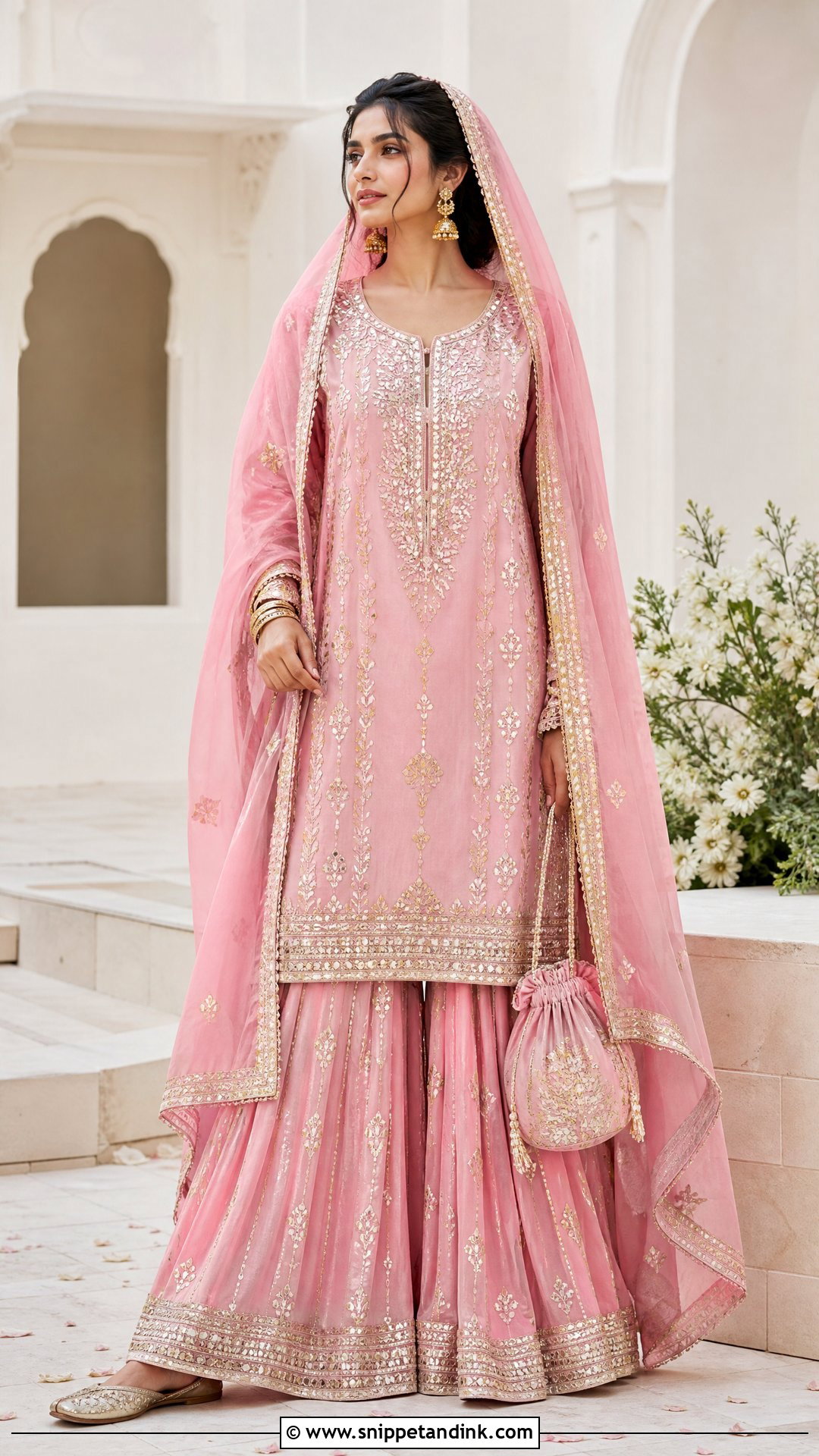 Pink Gota Patti Sharara Nikkah Outfit - Snippet and Ink - 20 Pink Nikkah Outfit Ideas