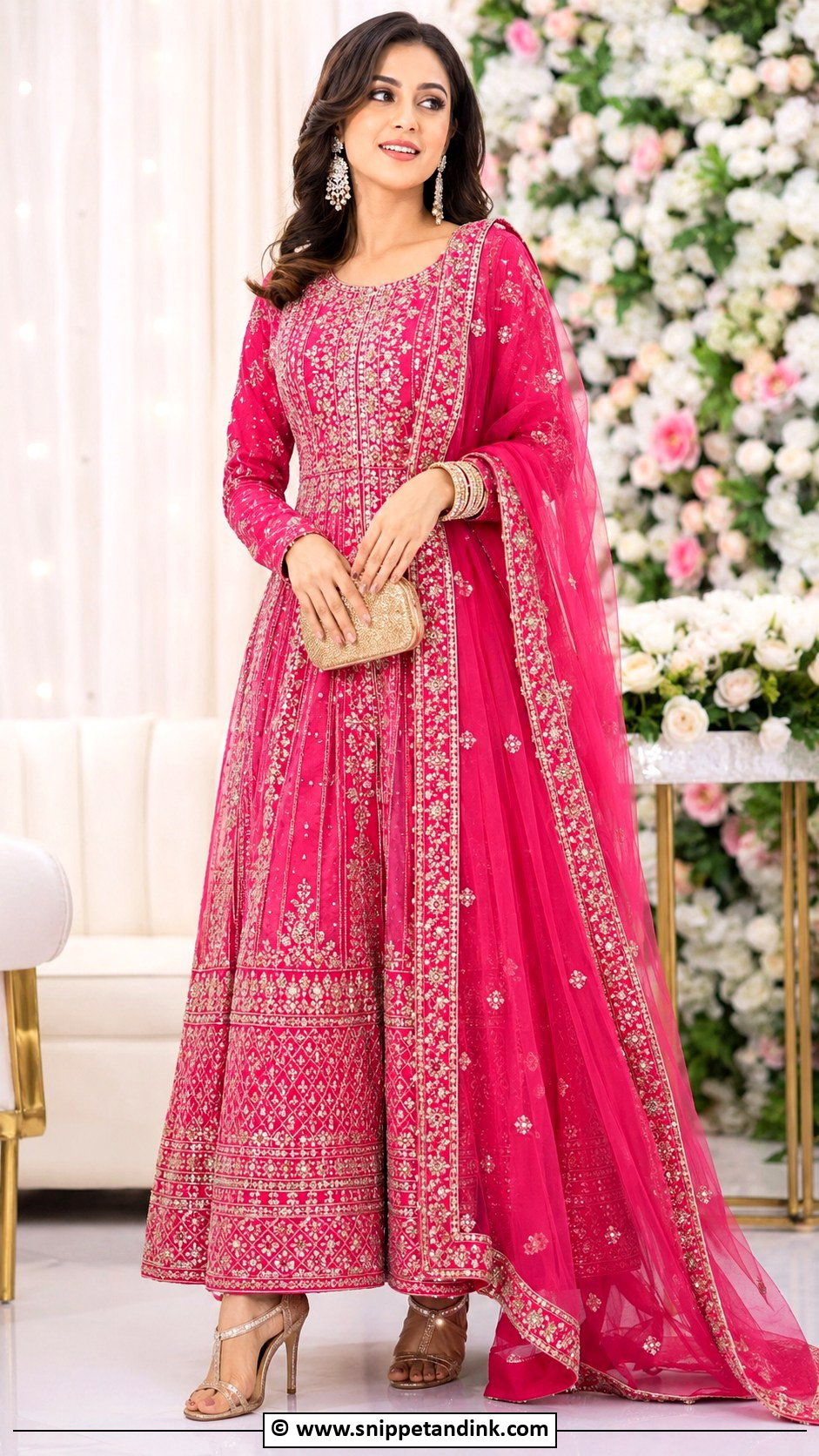 Pink Gown With Dupatta - Snippet and Ink - 30 Gown with Dupatta Ideas