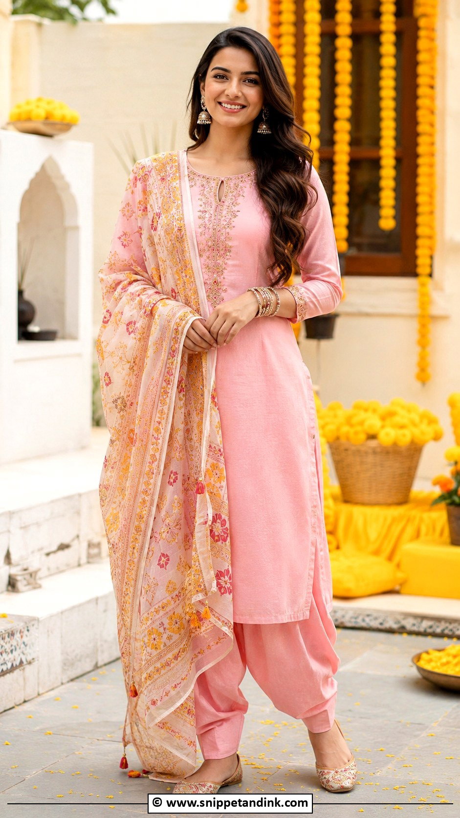 Pink Haldi Salwar Suit - Snippet and Ink - 25 Pink Haldi Ceremony Outfit Ideas