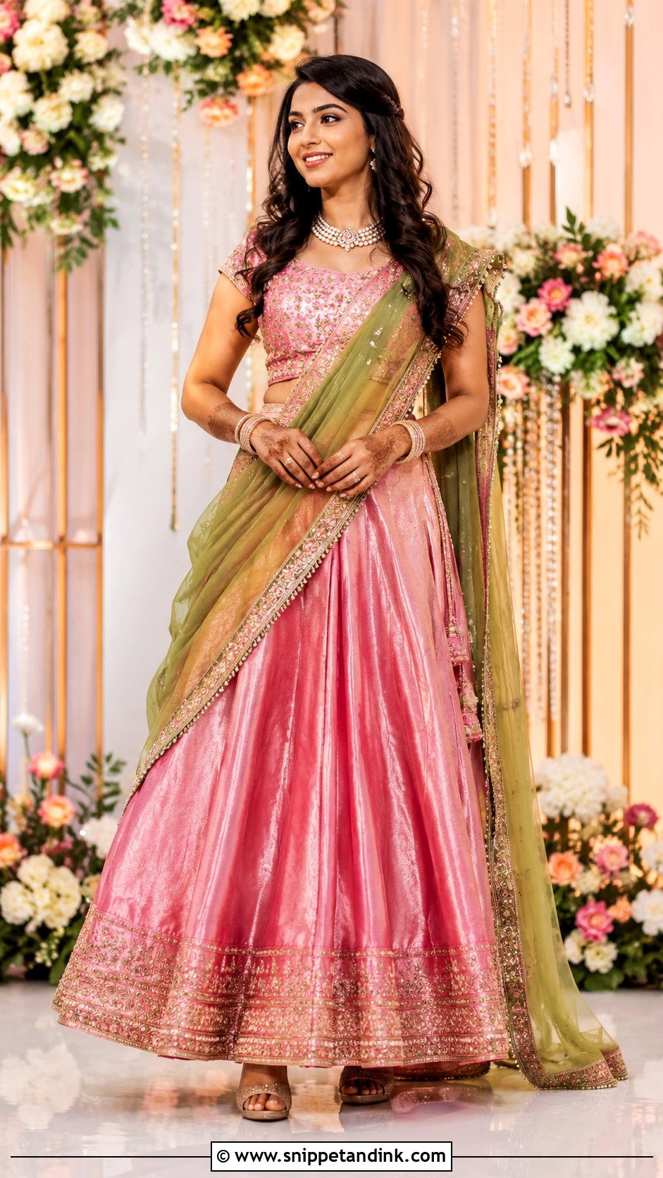 Pink Half Saree For Engagement - Snippet and Ink - 30 Halfsarees Traditional Ideas