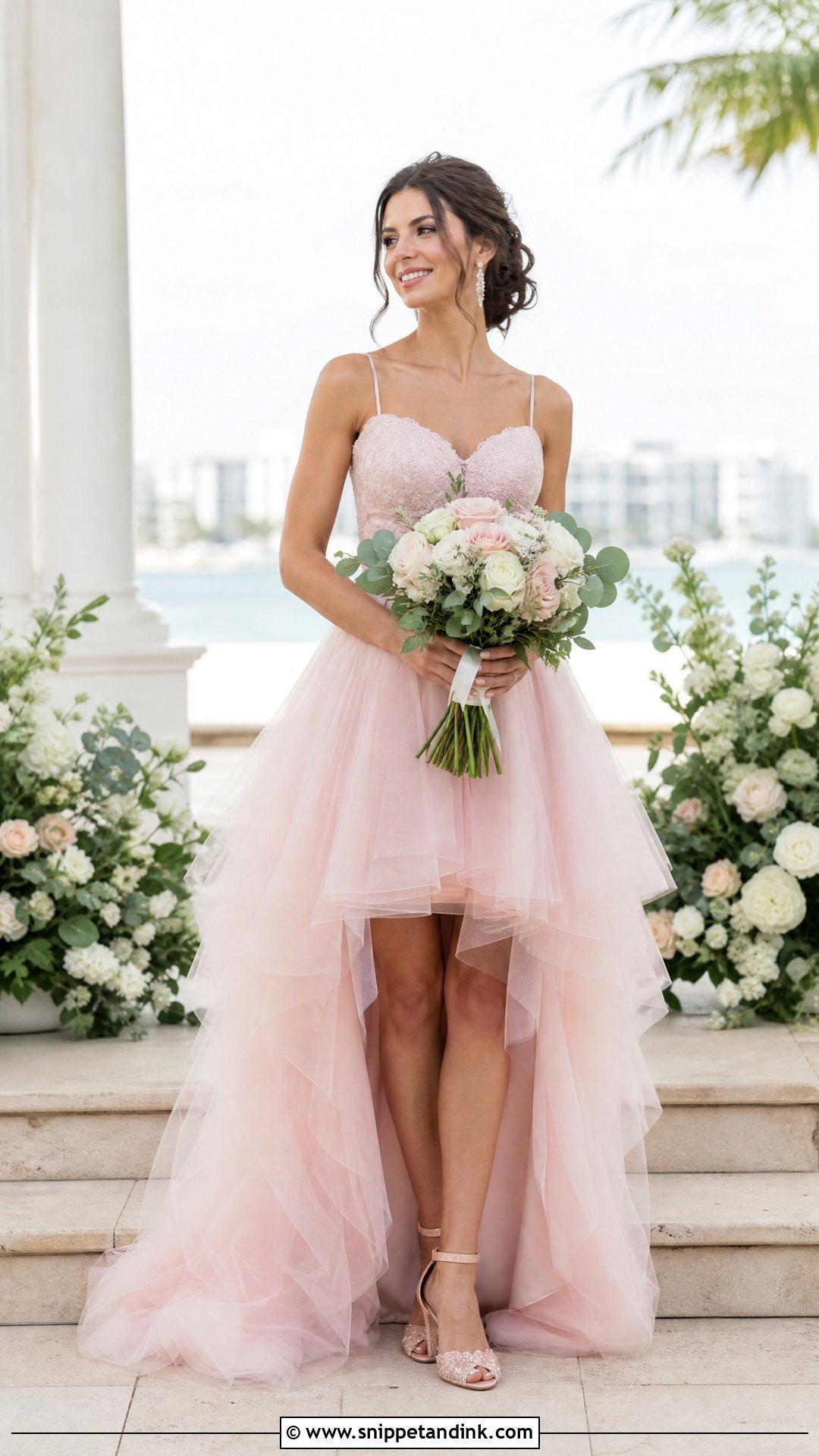 Pink High Low Bridal Dress - Snippet and Ink - 25 Pink Bridal Dress Ideas
