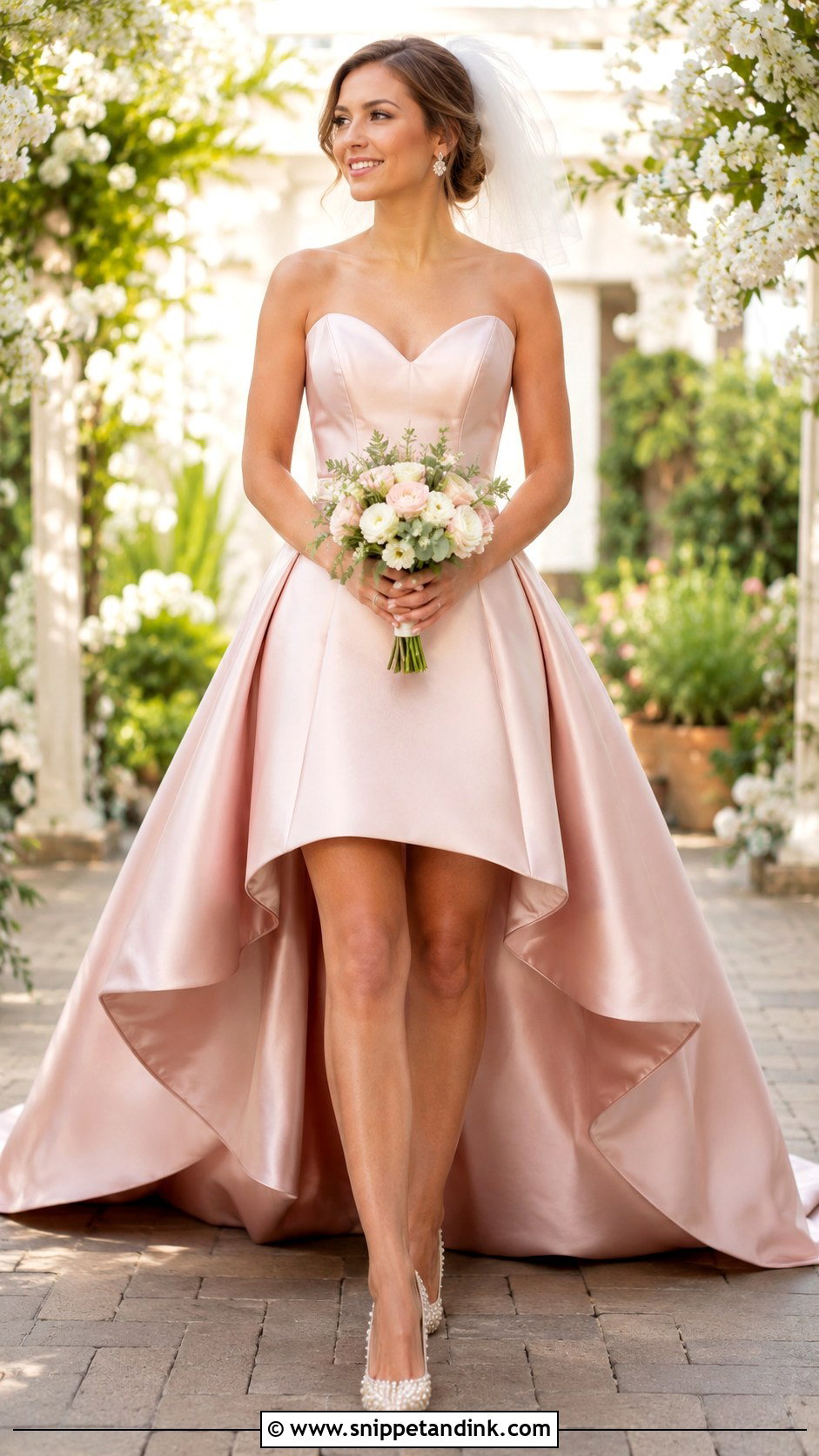 Pink High Low Bridal Dress - Snippet and Ink - 20 Pink Bridal Ideas