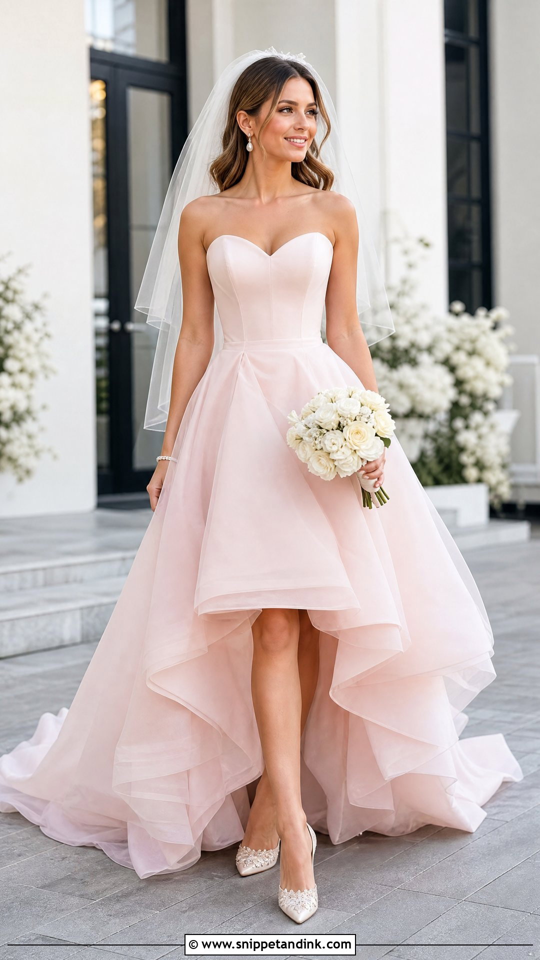 Pink High Low Bride Dress - Snippet and Ink - 20 Pink Bride Dress Ideas
