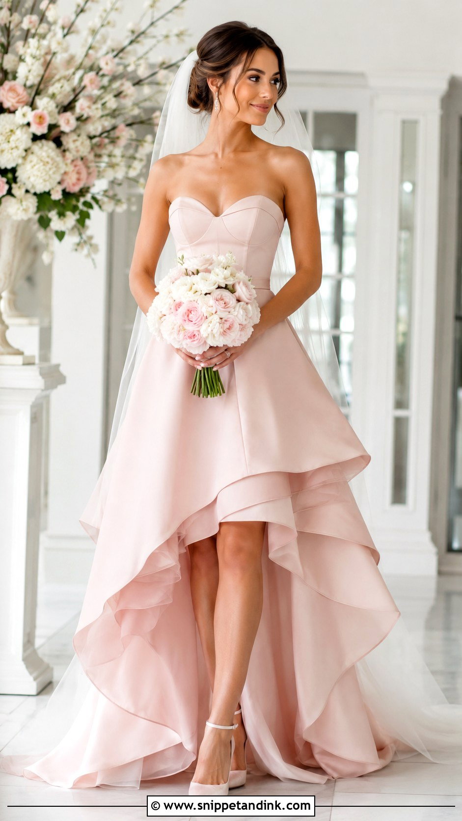 Pink High Low Wedding Dress - Snippet and Ink - 25 Pink Wedding Dresses