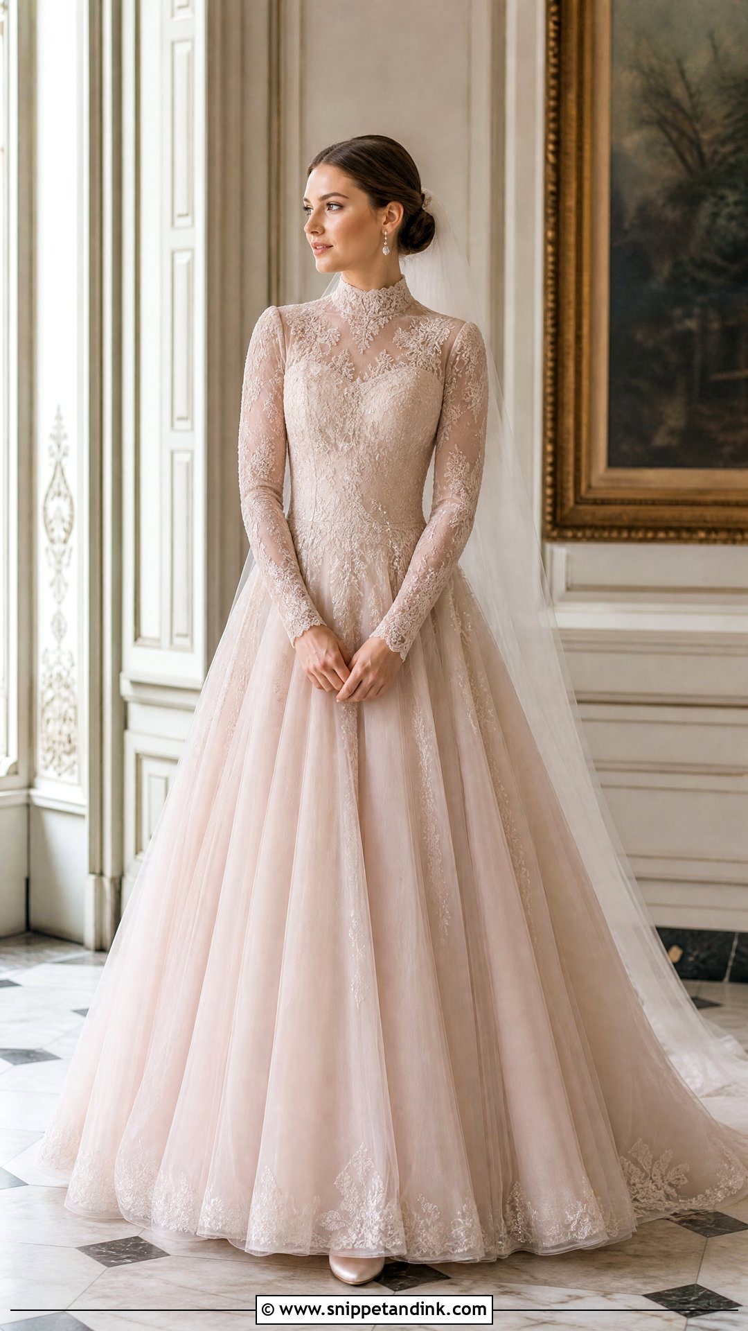 Pink High Neck Princess Wedding Dress - Snippet and Ink - 20 Princess Wedding Dresses Pink