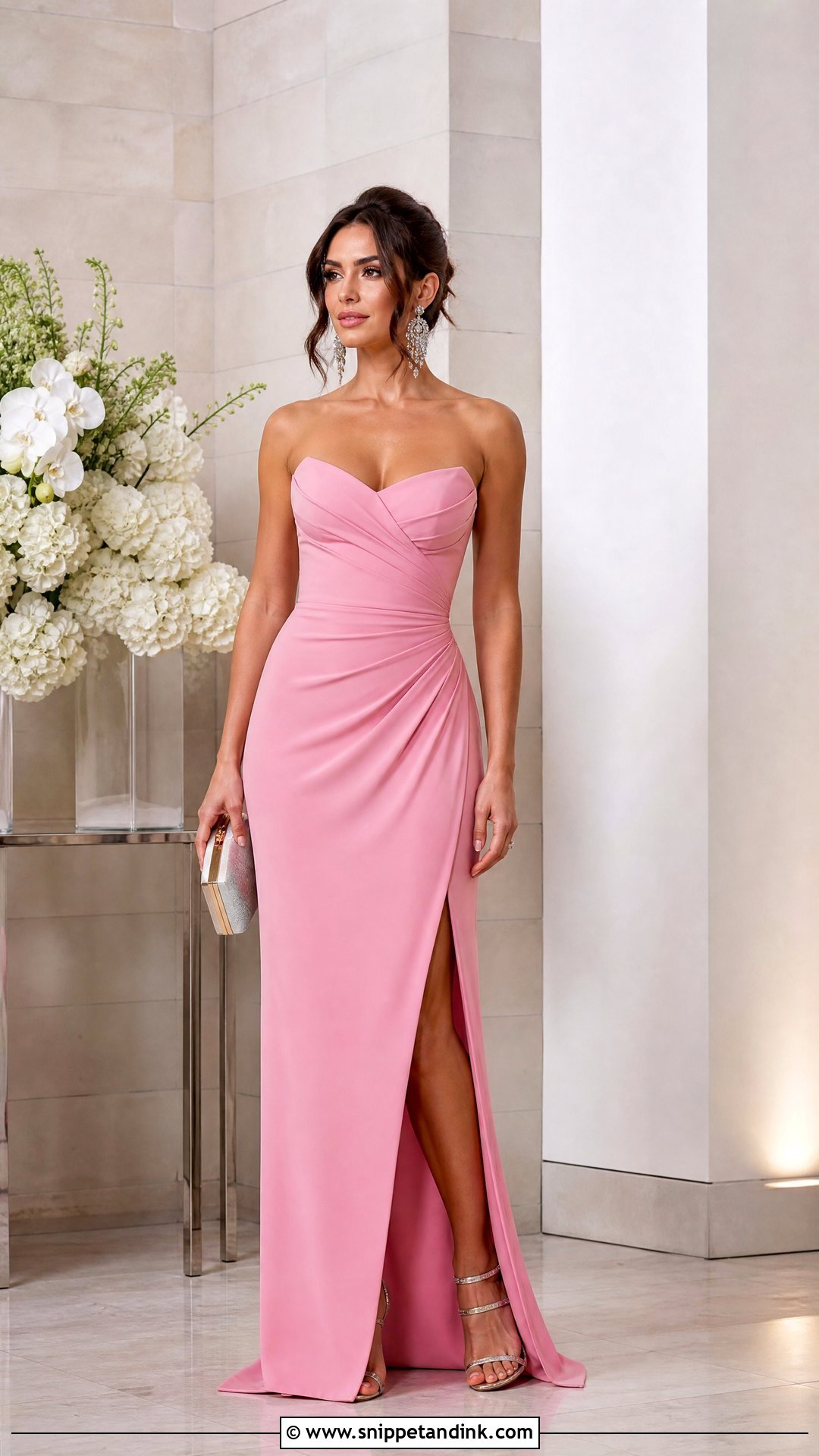 Pink High Slit Gown - Snippet and Ink - 25 Pink Gown Ideas