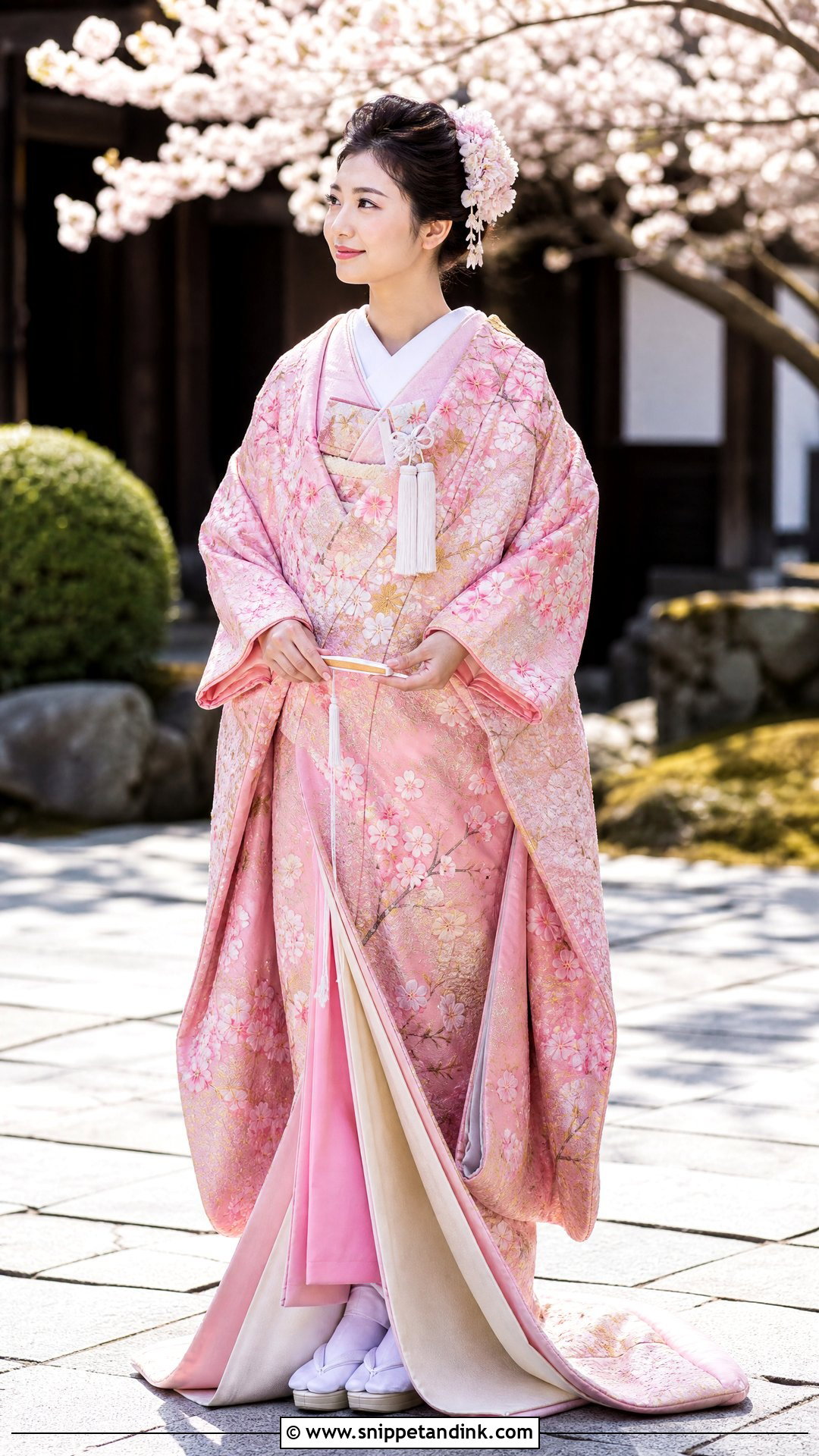 Pink Iro Uchikake Sakura Wedding Kimono - Snippet and Ink - 20 Sakura Wedding Dress Ideas