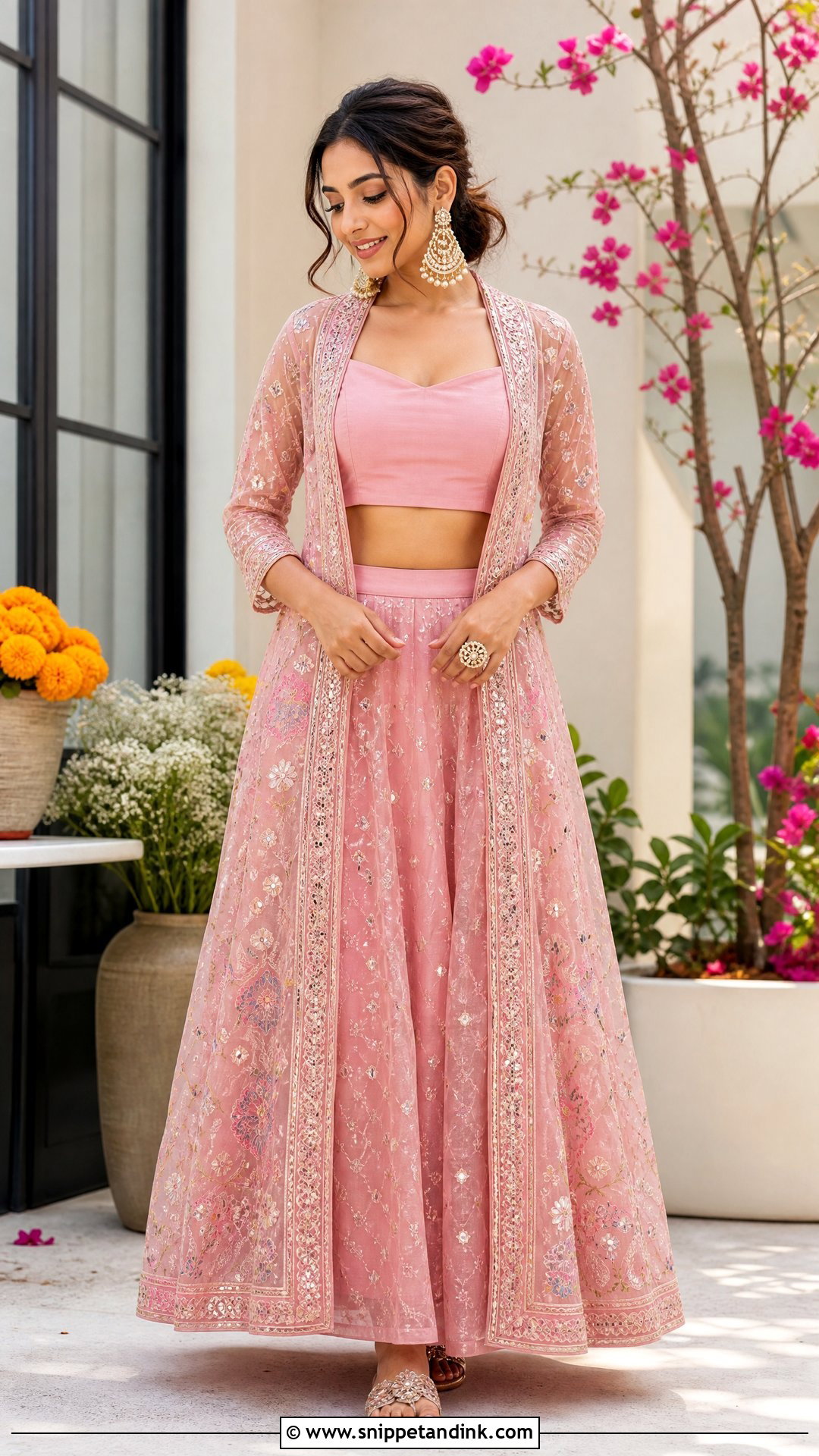 Pink Jacket Lehenga For Haldi - Snippet and Ink - 20 Pink Haldi Outfit Ideas
