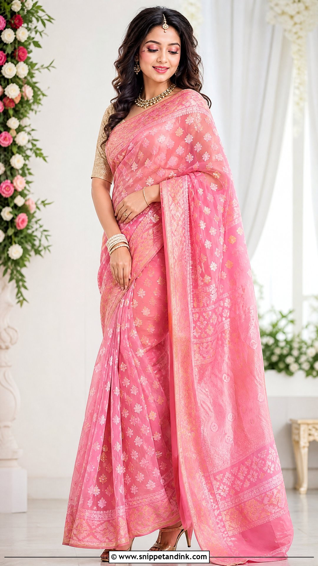 Pink Jamdani Bride Saree - Snippet and Ink - 25 Jamdani Bride Ideas