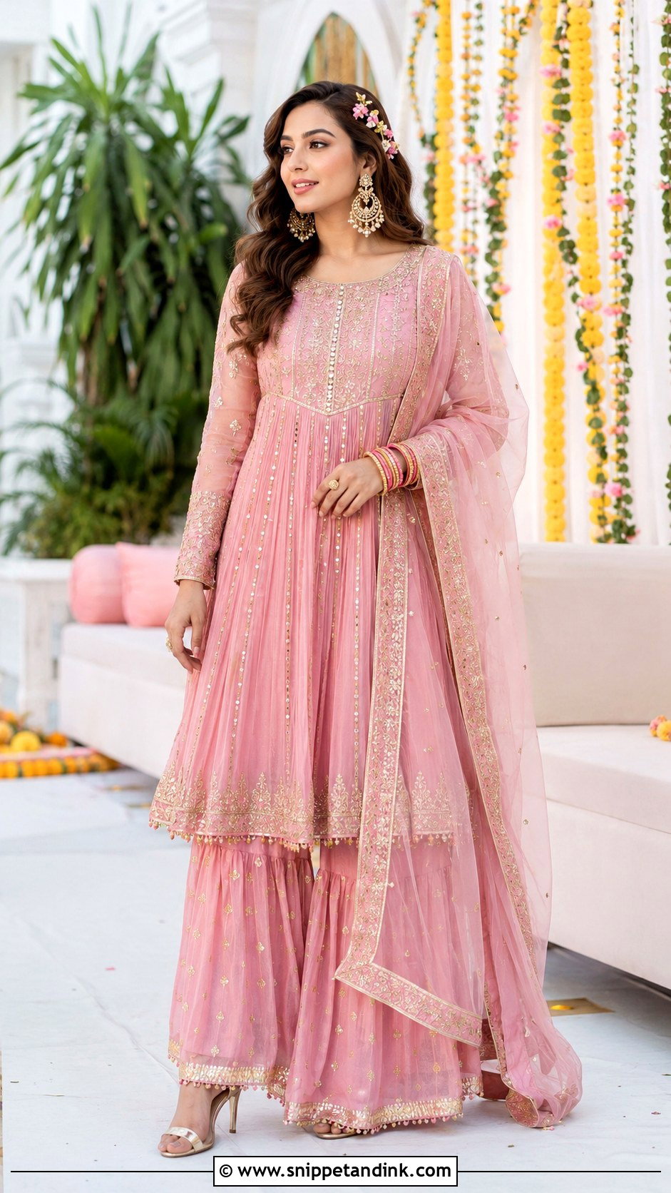 Pink Kaliyan Wala Frock Suit With Sharara - Snippet and Ink - 25 Kaliyan Wala Frock Suit Ideas