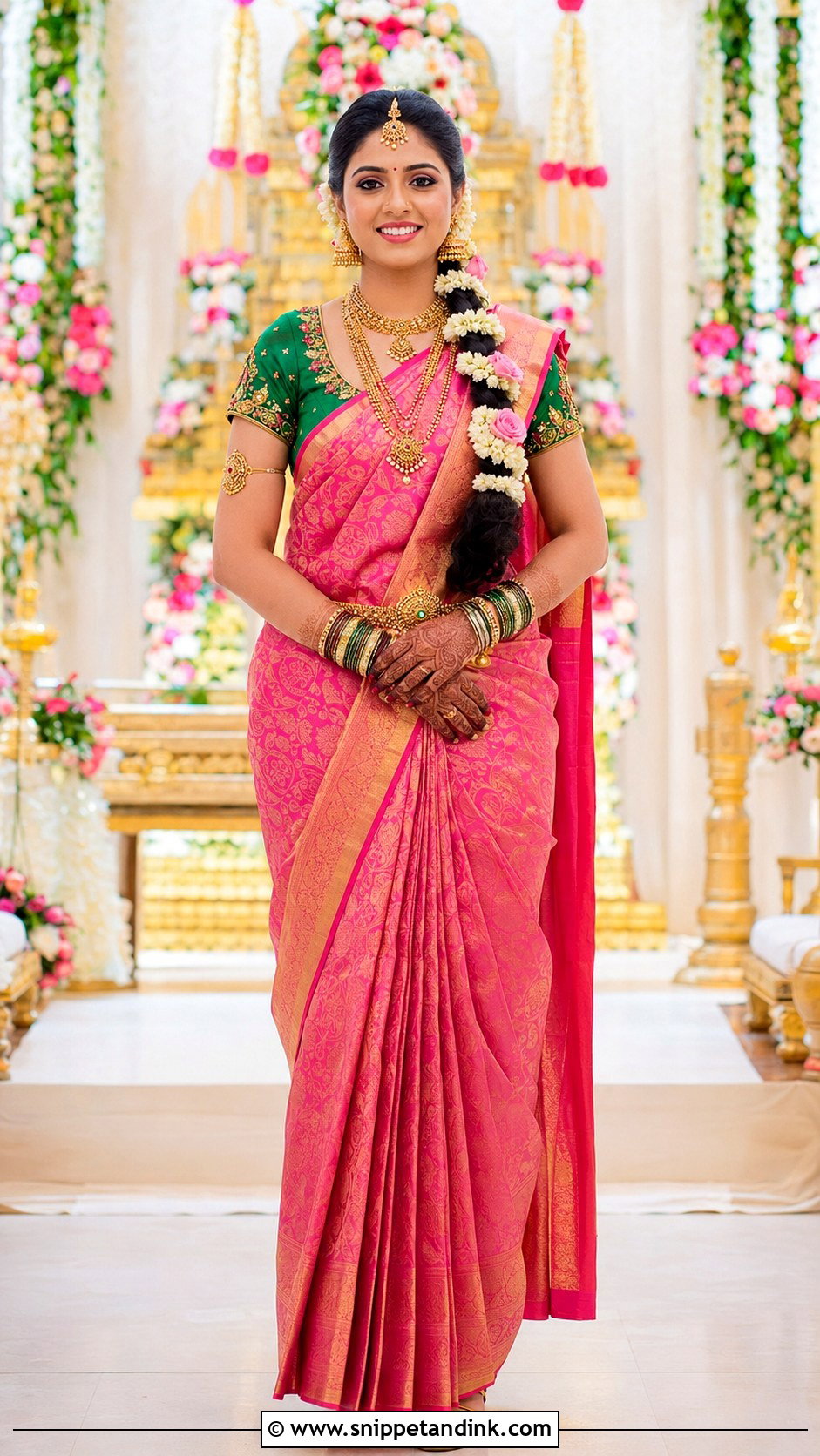 Pink Kanjeevaram GSB Konkani Bride - Snippet and Ink - 20 Gsb Konkani Bride Ideas