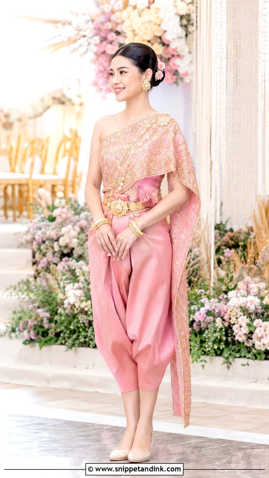 Pink Khmer Wedding Outfit - Snippet and Ink - 20 Khmer Wedding Outfits