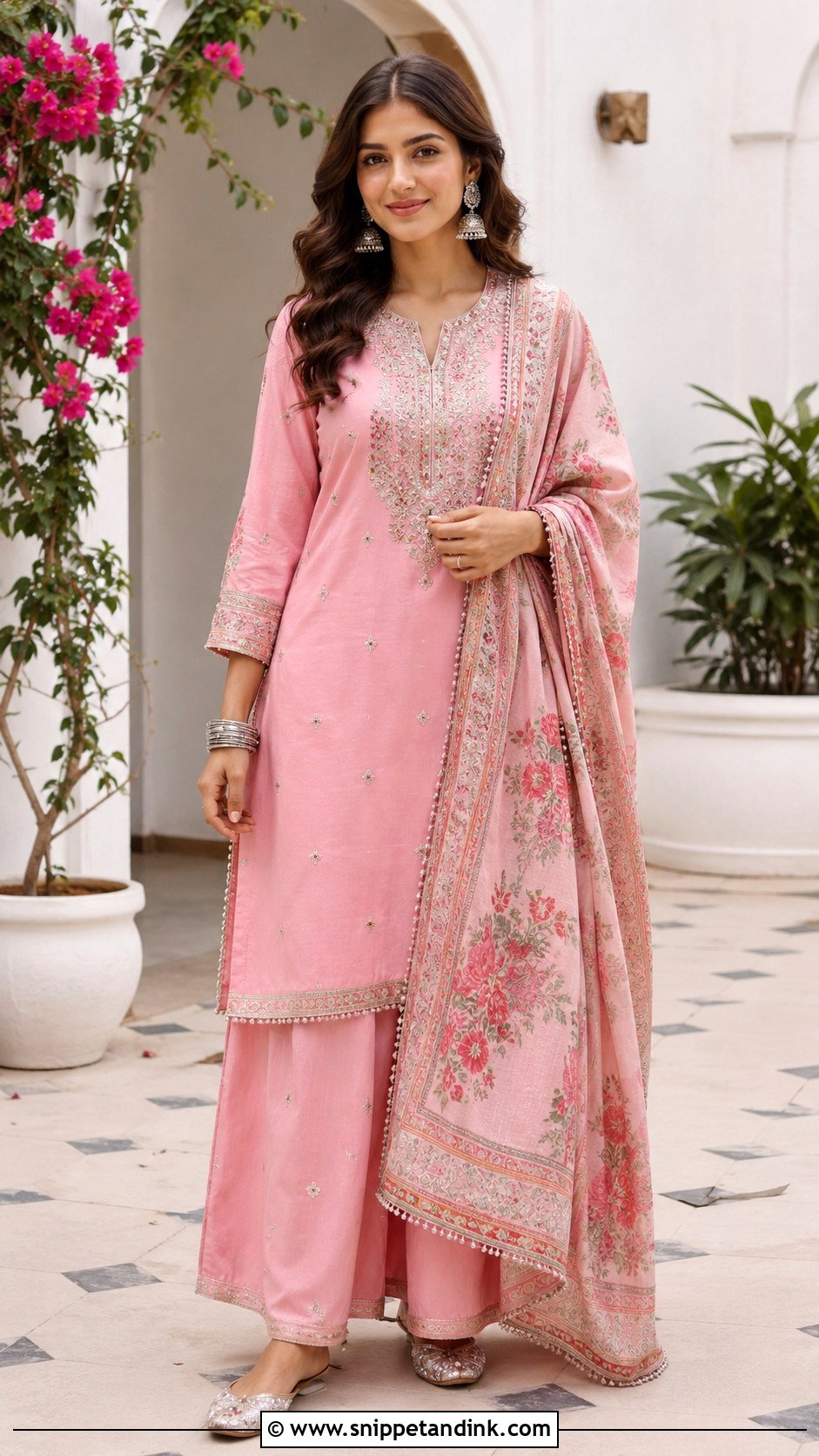 Pink Kurta Palazzo Mehendi Outfit - Snippet and Ink - 35 Mehendi Outfits