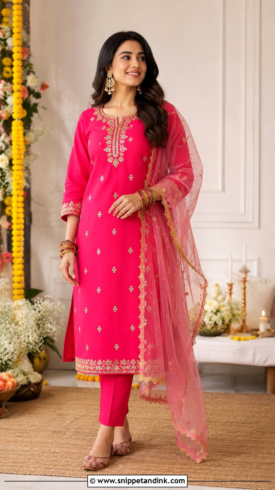 Pink Kurta Pant Set for Mehendi Function - Snippet and Ink - 25 Outfit for Mehendi Function Ideas