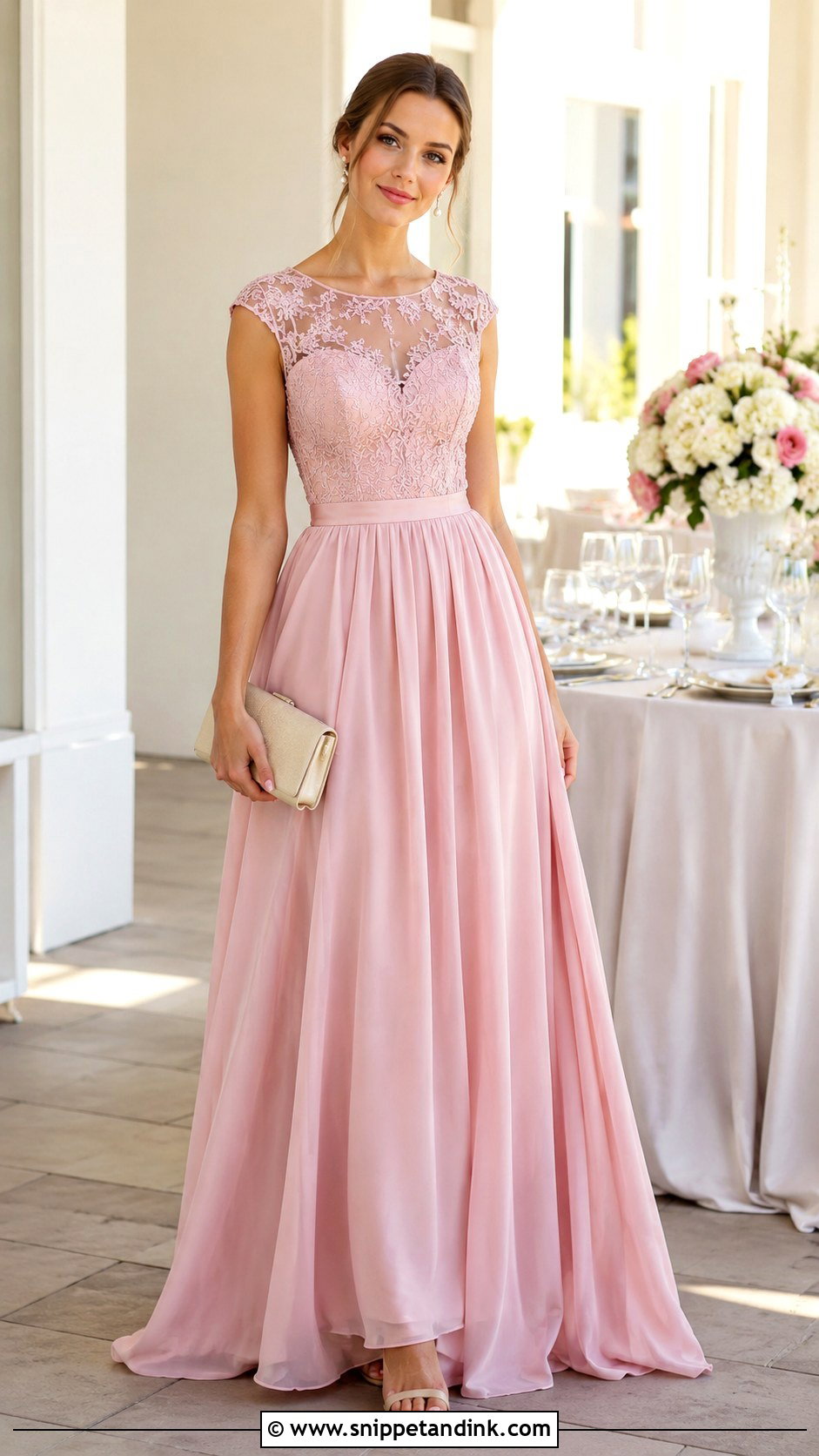 Pink Lace Gown - Snippet and Ink - 25 Beautiful Lace Gown Styles