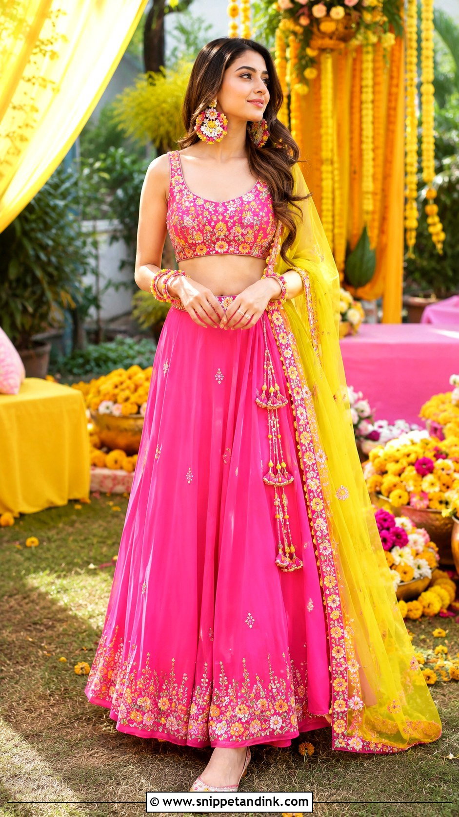 Pink Lehenga Haldi Carnival Outfit - Snippet and Ink - 25 Haldi Carnival Outfit Ideas