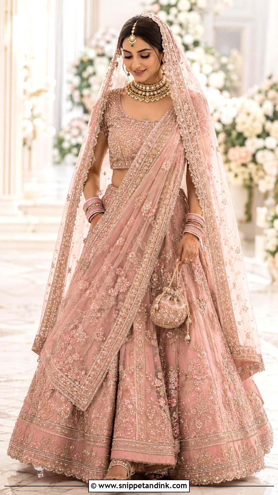 Pink Lehenga With Double Bridal Dupatta - Snippet and Ink - 20 Bridal Dupatta Style Ideas
