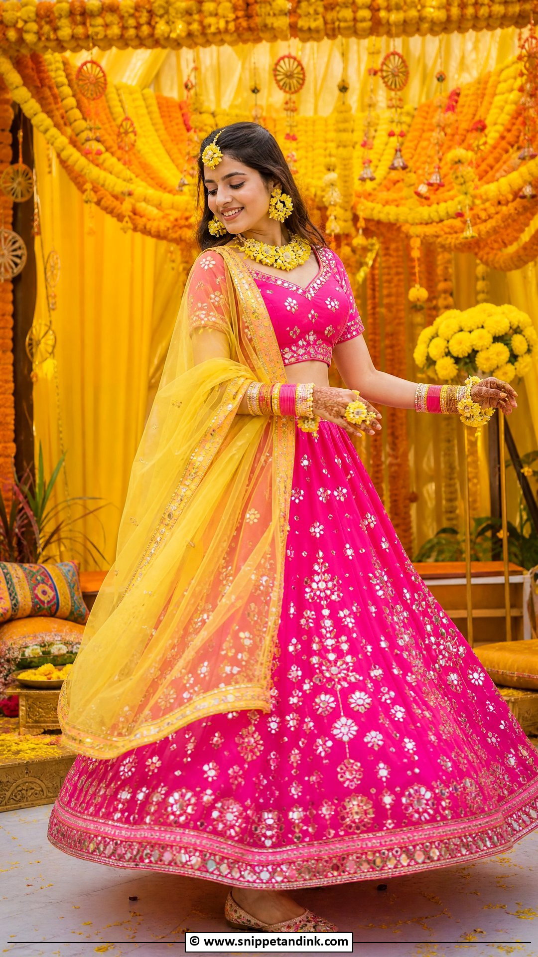 Pink Lehenga for Haldi Bride - Snippet and Ink - 35 Haldi Outfits for Bride