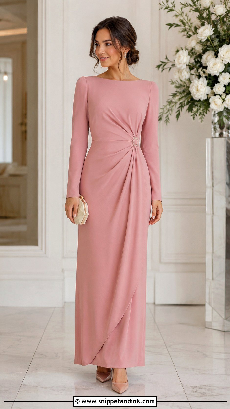 Pink Long Sleeve Gown - Snippet and Ink - 30 Pink Gowns