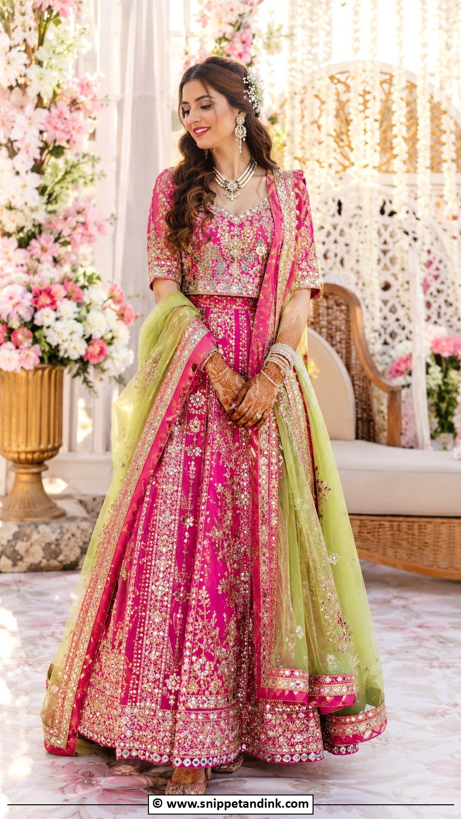 Pink Mehandi Lehenga For Bride - Snippet and Ink - 30 Mehandi Outfits Brides