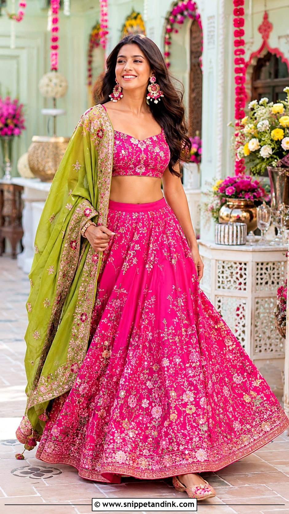 Pink Mehendi Lehenga - Snippet and Ink - 25 Mehendi Outfit Ideas for Bride