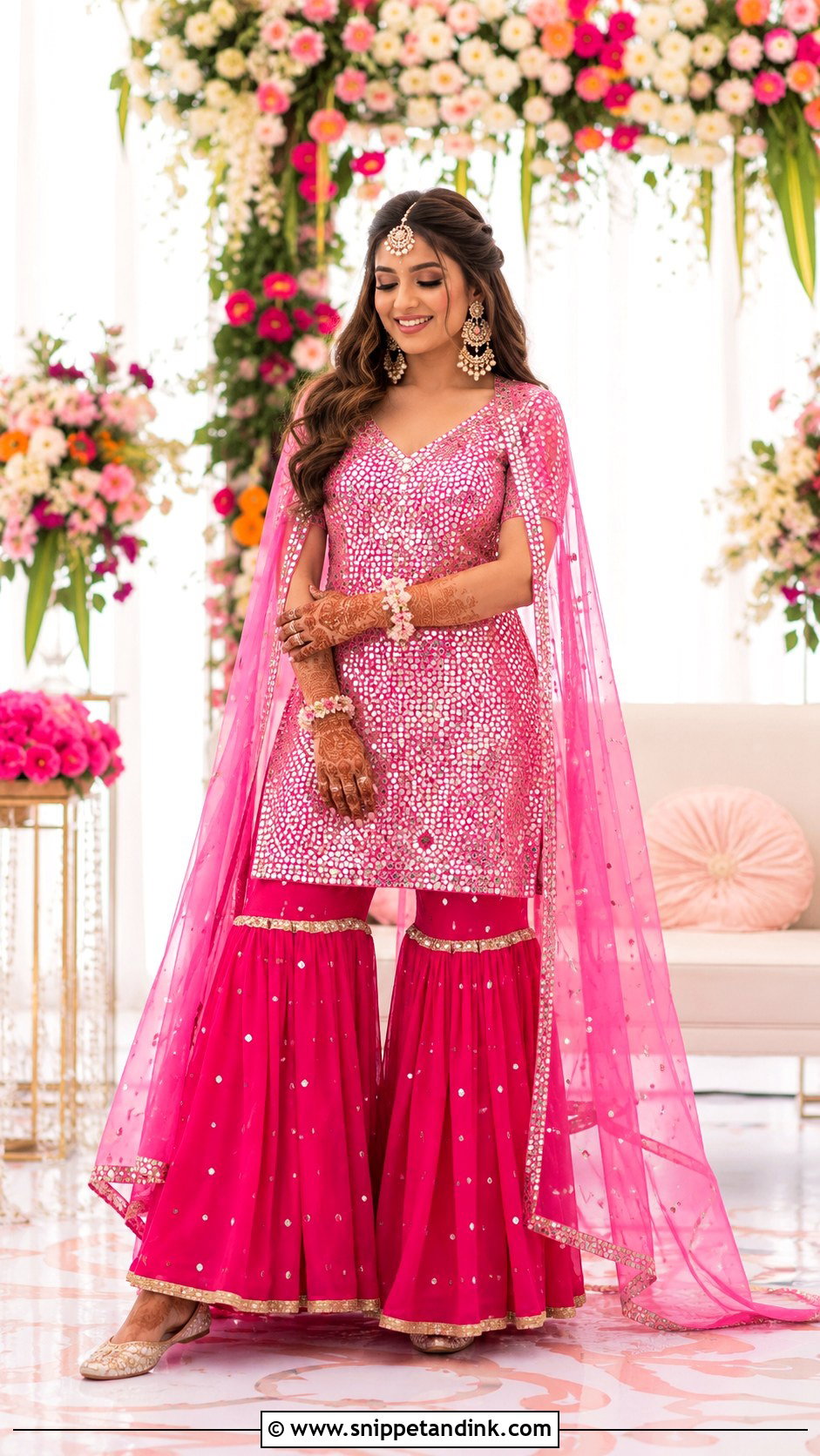 Pink Mehendi Sharara Outfit - Snippet and Ink - 20 Mehendi Dress Outfits Brides