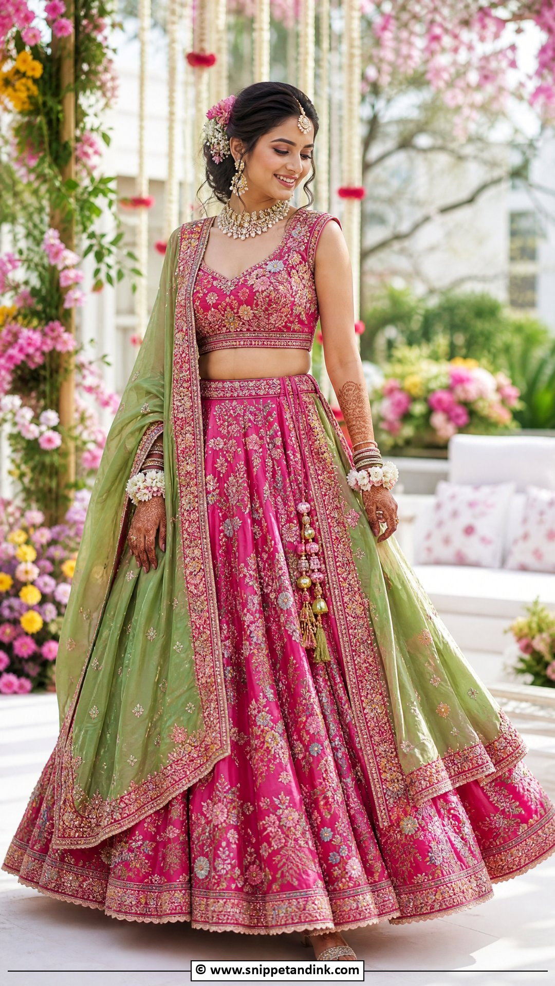 Pink Mehndi Dress For Bride - Snippet and Ink - 35 Mehndi Dress for Bride Ideas