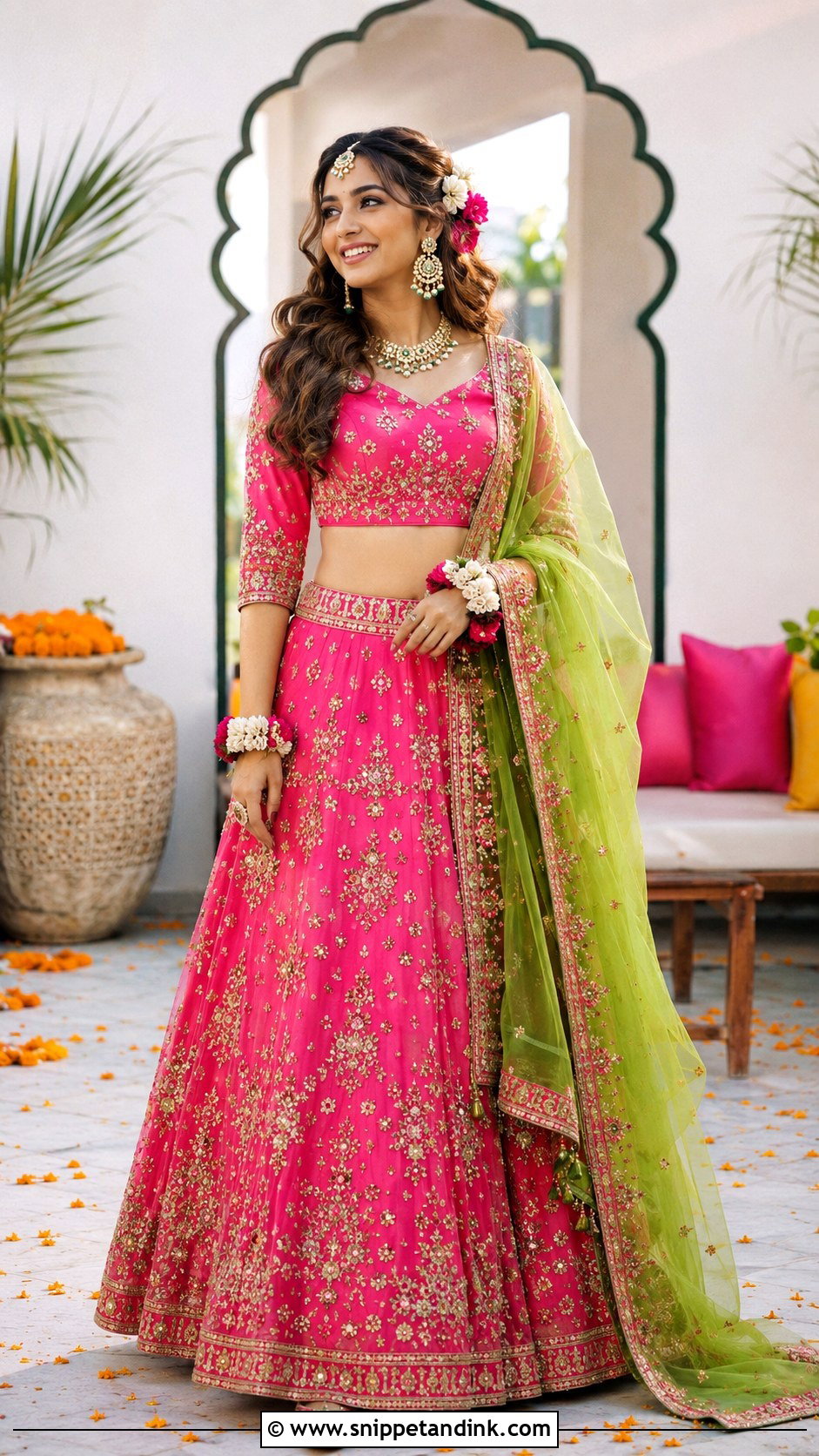 Pink Mehndi Lehenga For Bride - Snippet and Ink - 25 Mehndi Dress Ideas for Bride