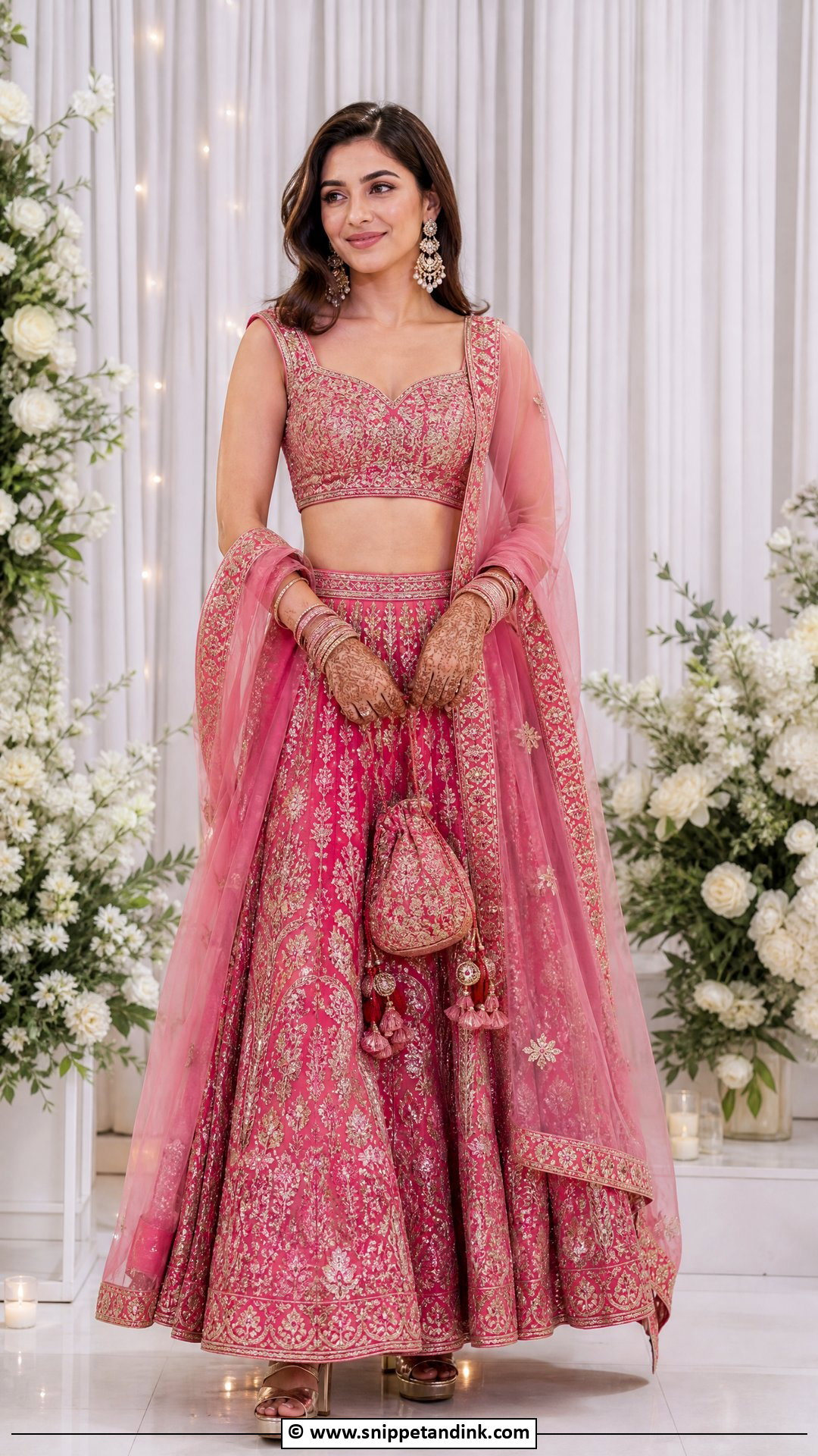 Pink Mehndi Lehenga Outfit - Snippet and Ink - 35 Mehndi Outfit Ideas
