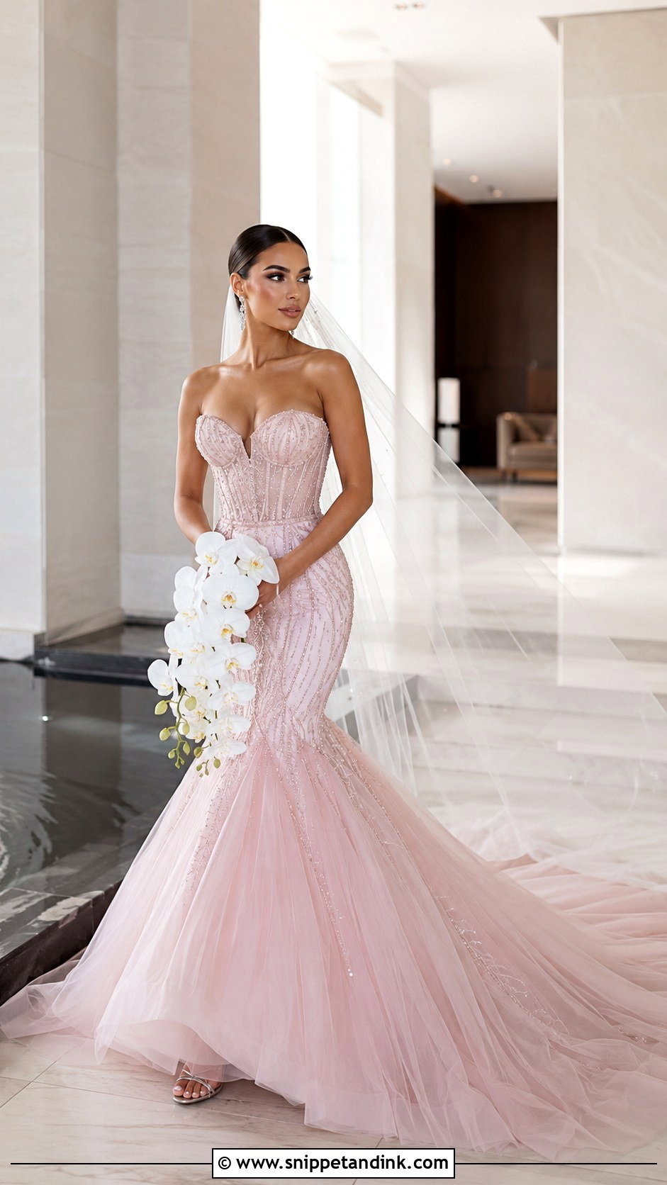 Pink Mermaid Bridal Gown - Snippet and Ink - 20 Pink Bridal Ideas