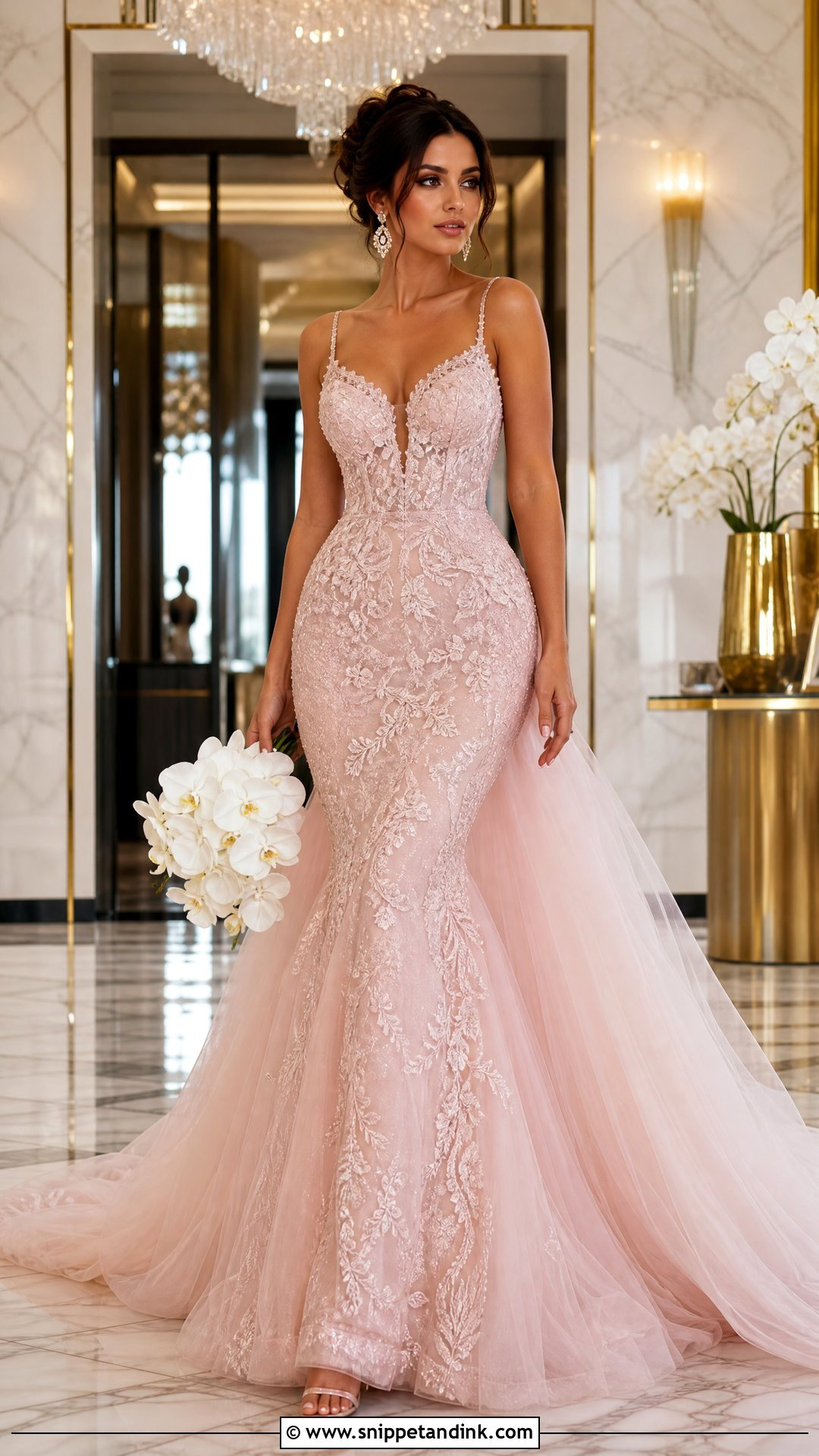 Pink Mermaid Wedding Gown - Snippet and Ink - 20 Pink Wedding Gowns