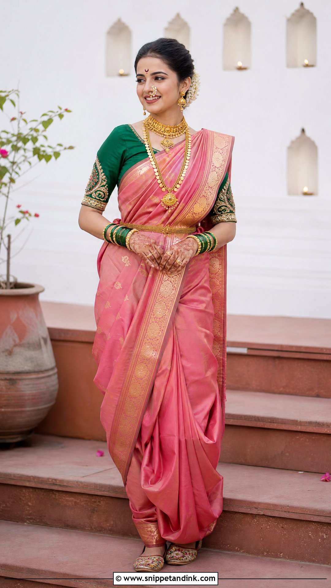 Pink Nauwari Bride Look - Snippet and Ink - 25 Nauwari Bride Look Ideas