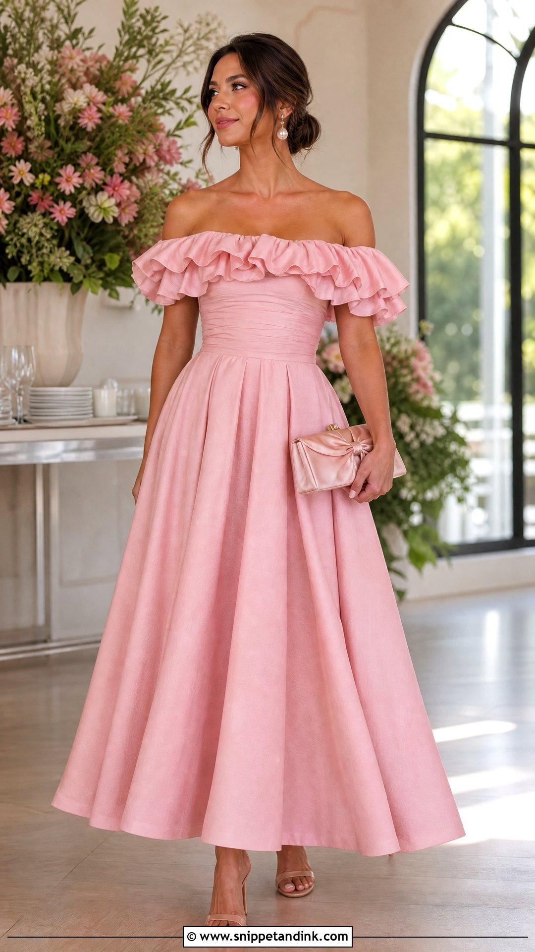 Pink Off Shoulder Princess Gown - Snippet and Ink - 20 Gowns Princess