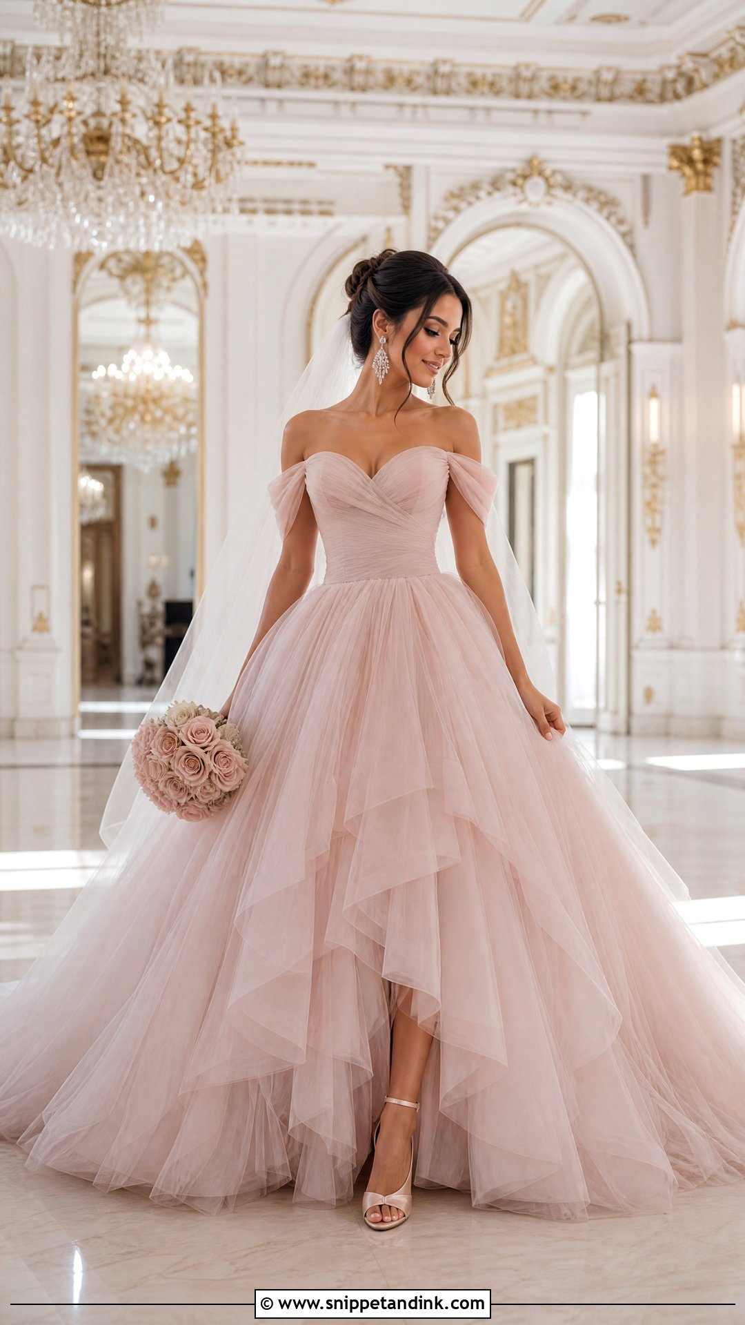 Pink Off The Shoulder Princess Wedding Dress - Snippet and Ink - 20 Princess Wedding Dresses Pink