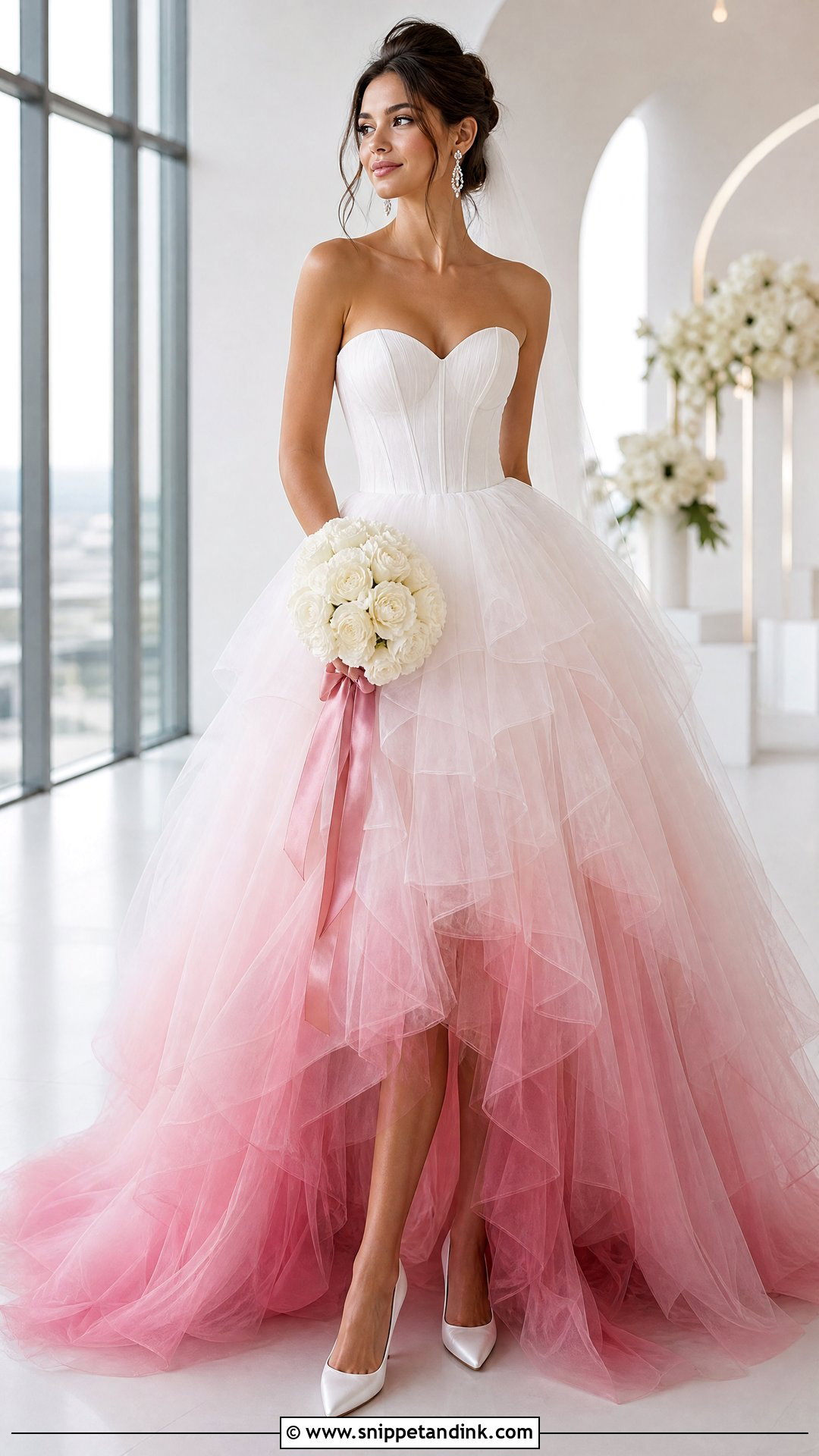 Pink Ombre Wedding Dress With White Bodice - Snippet and Ink - 25 Pink and White Wedding Dress Ideas
