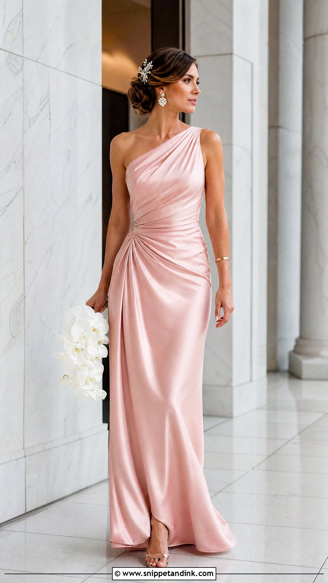 Pink One Shoulder Bridal Gown - Snippet and Ink - 20 Pink Bridal Gown Ideas