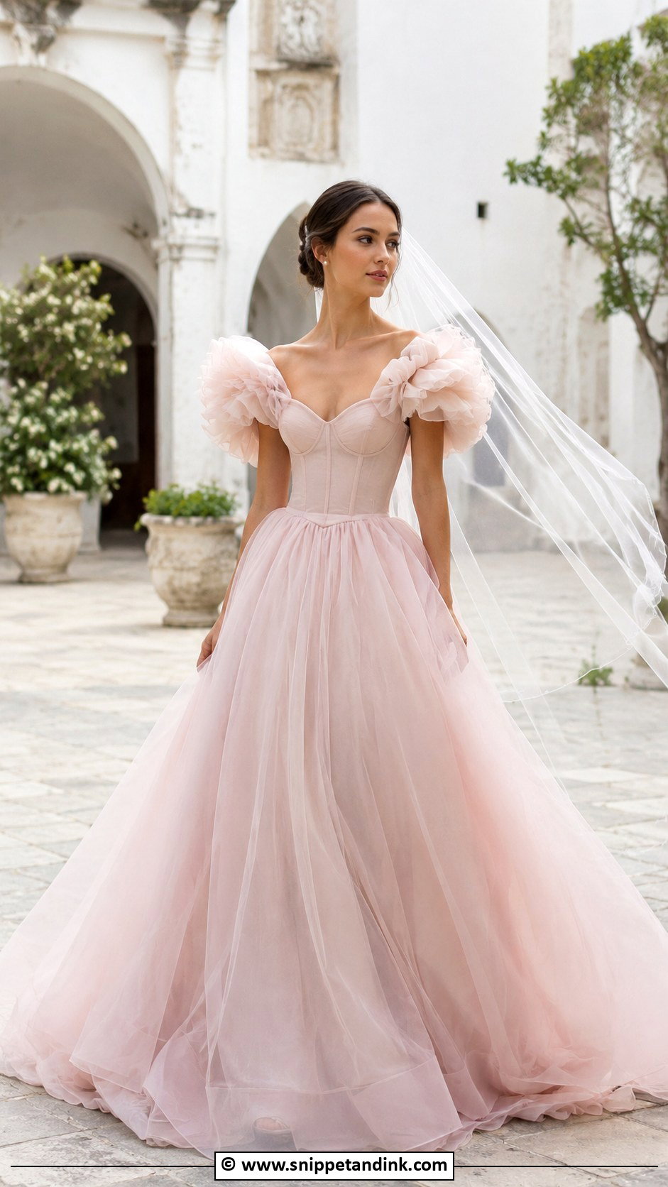Pink Organza Wedding Dress - Snippet and Ink - 35 Pink Wedding Dress Ideas