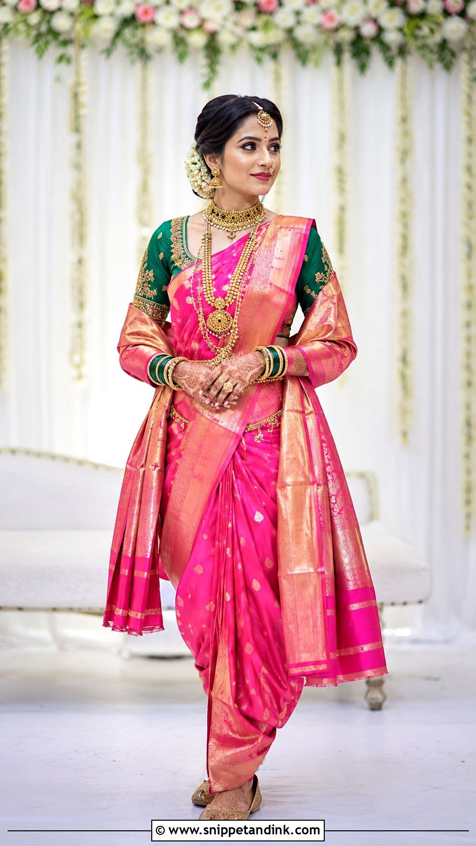 Pink Paithani Navvari Bridal Look - Snippet and Ink - 30 Navvari Bridal Look Ideas