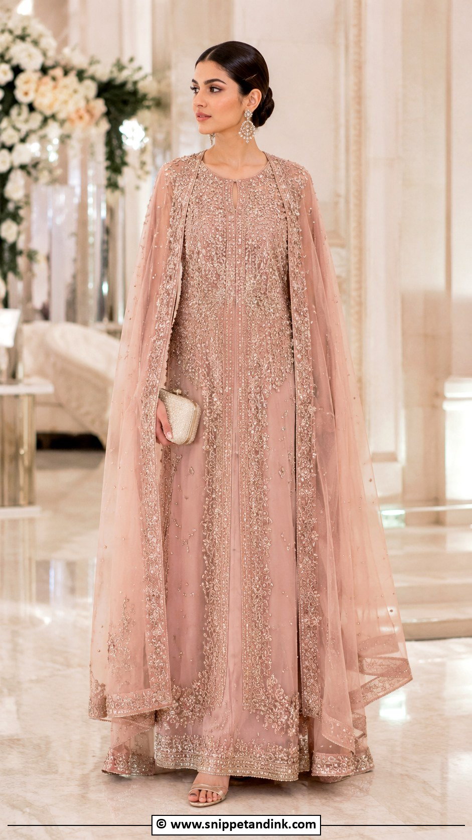 Pink Pakistani Bridal Cape Dress - Snippet and Ink - 30 Pink Pakistani Bridal Dress Ideas