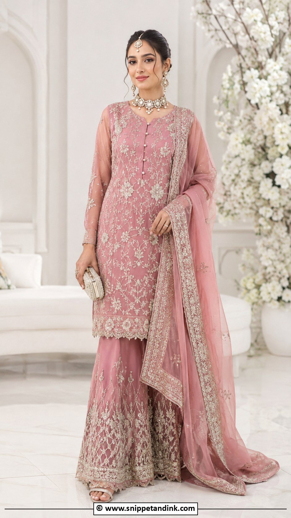 Pink Pakistani Bridal Chiffon Dress - Snippet and Ink - 30 Pink Pakistani Bridal Dress Ideas